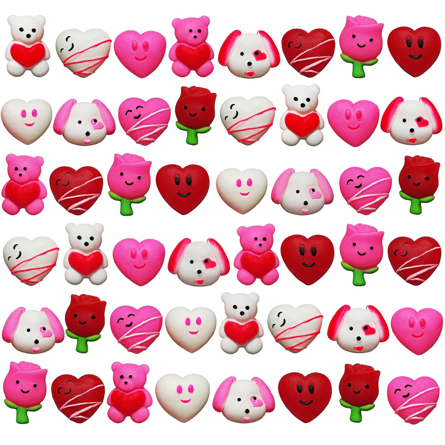 ArtCreativity 48 PCS Mini Valentines Squishies Toys Bulk Set - 12 Cute Stress Relief Squishy Toys for Kids & Adults - Valentine's Day Gifts, Party Favors, Goodie Bag Stuffers - Perfect for Classroom Rewards, Birthday Parties & Sensory Play