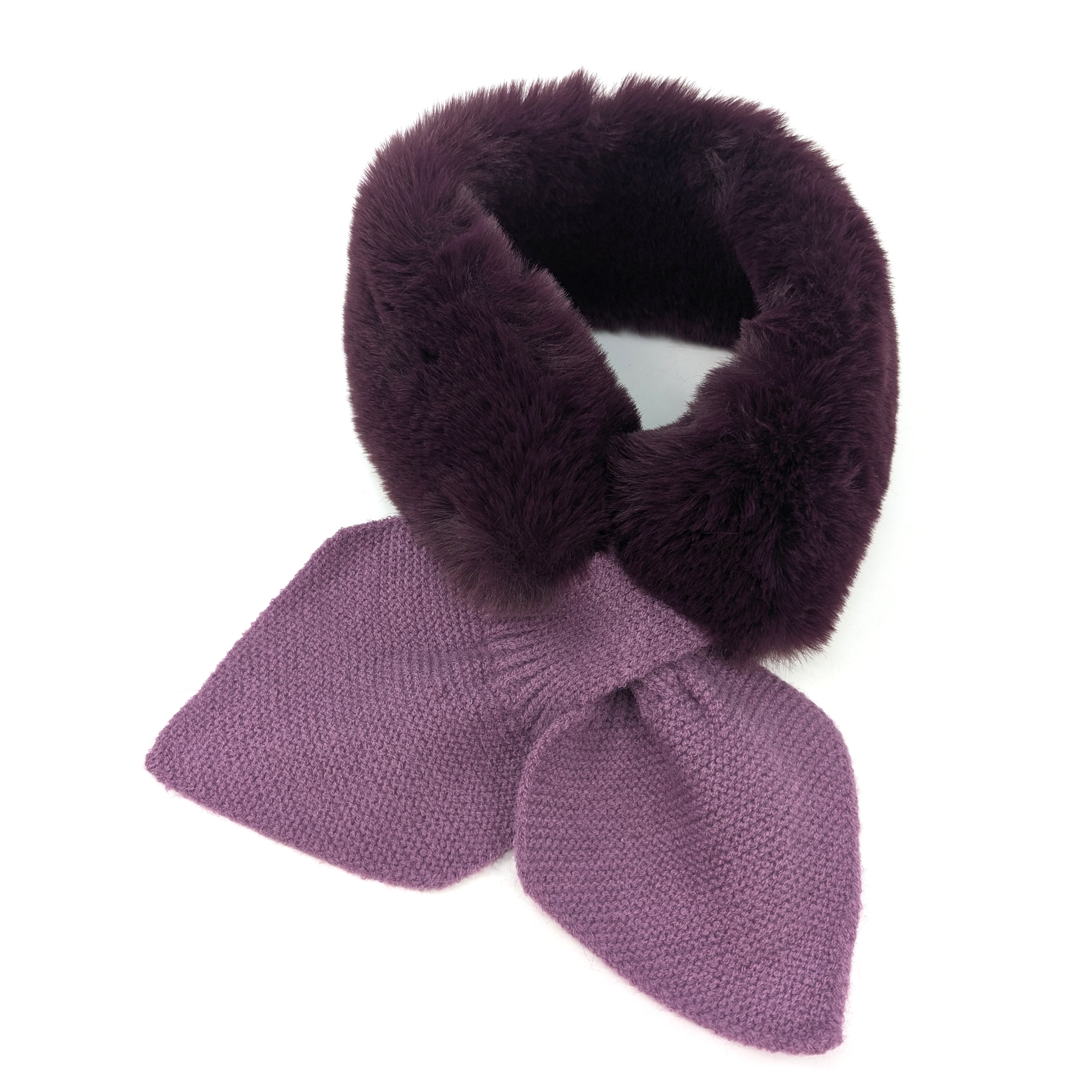 Bela Bela Knitted Tie Fur Faux Collar - Elegant Purple Detachable Neck Accessory for Women | Perfect for Parties, Weddings, and Winter Fashion Outfits