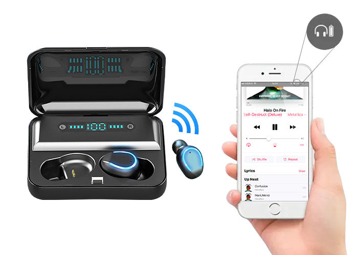 Elinz TWS Bluetooth 5.0 Wireless Earbuds with Noise Cancellation, Hi-Fi Stereo Sound, 30H Playtime - Compatible with iPhone, Android, iOS - Perfect for Gym, Running, Travel & Work Calls