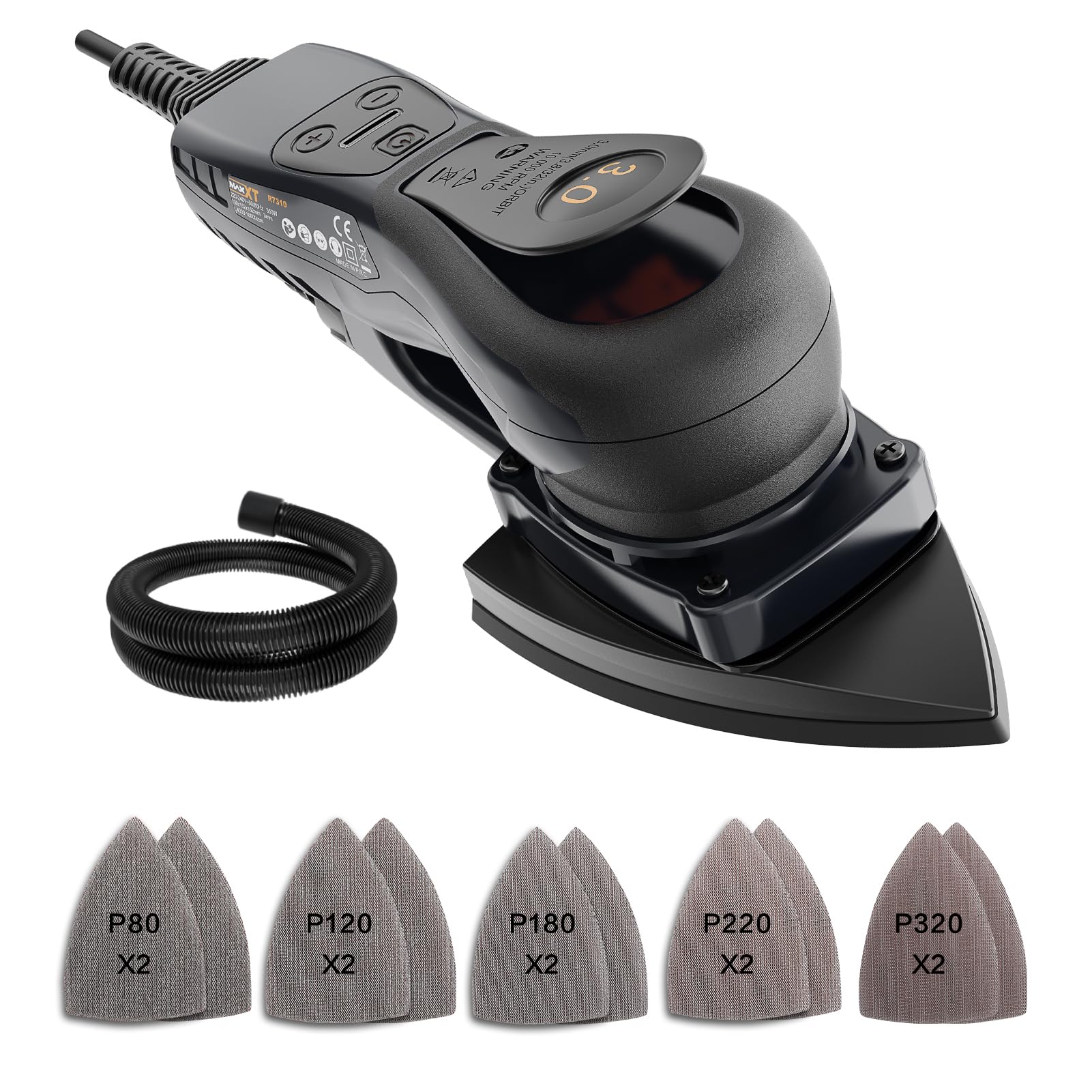 MAXXT R7310 Compact Electric Detail Sander with Efficient Dust Collection System - Multi-Function Mouse Sander for Woodworking, DIY Projects & Home Renovation (Black) - Perfect for Furniture Refinishing, Cabinet Sanding & Small Surface Detailing