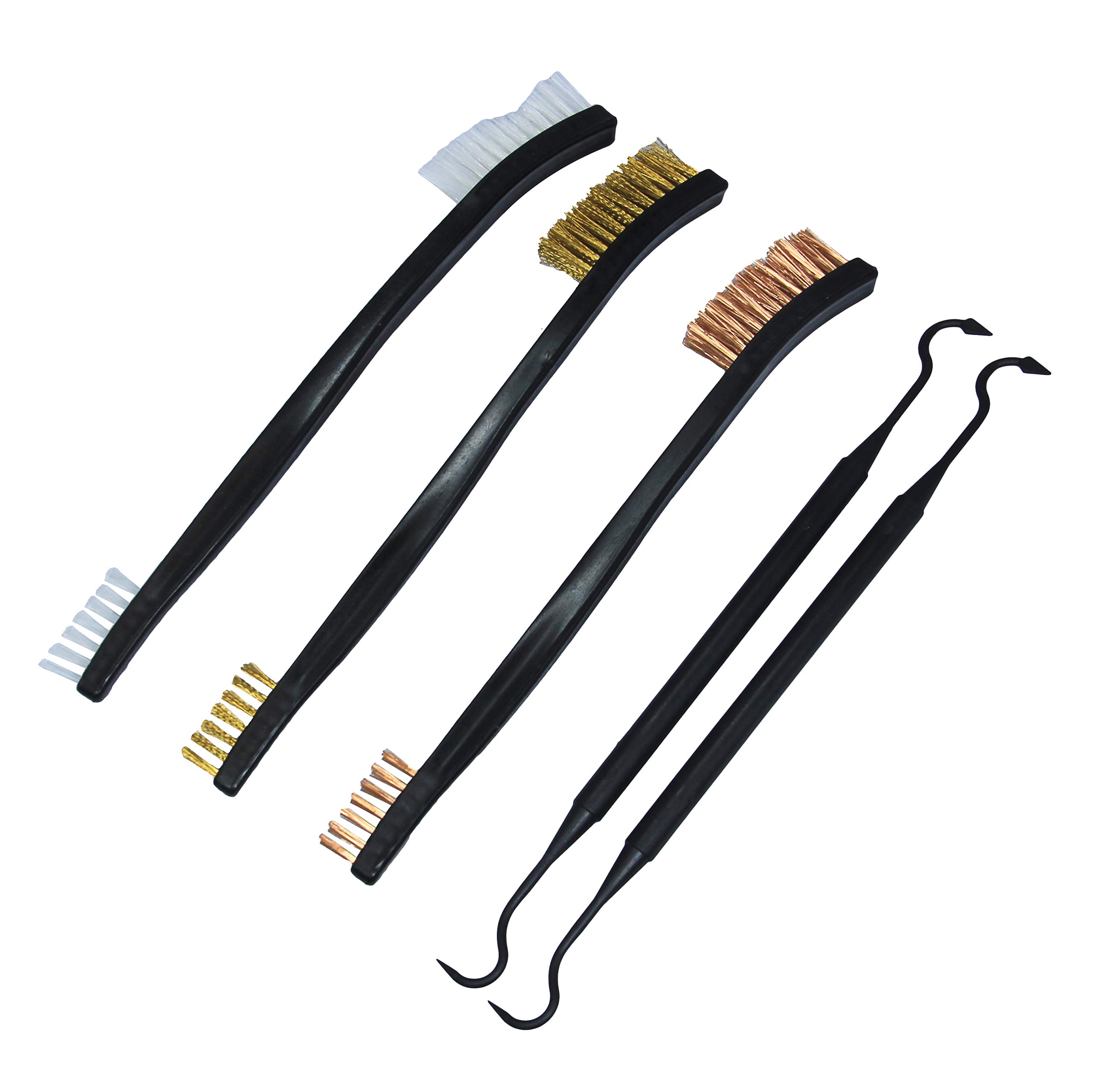 MaximalPower Gun Cleaning Kit - Double Ended Nylon, Brass & Stainless Steel Brushes with 2 Hook Picks | Firearm Maintenance Tools for Pistols, Rifles & Shotguns | Perfect for Home Cleaning & Range Maintenance