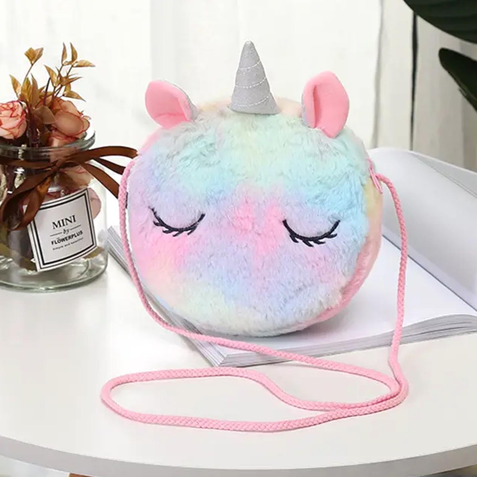**AWAVM 2 Pack Plush Shoulder Bags for Girls - Cute Crossbody Handbag, Kids Shoulder Purse, Princess Gift for Birthday & School Use**