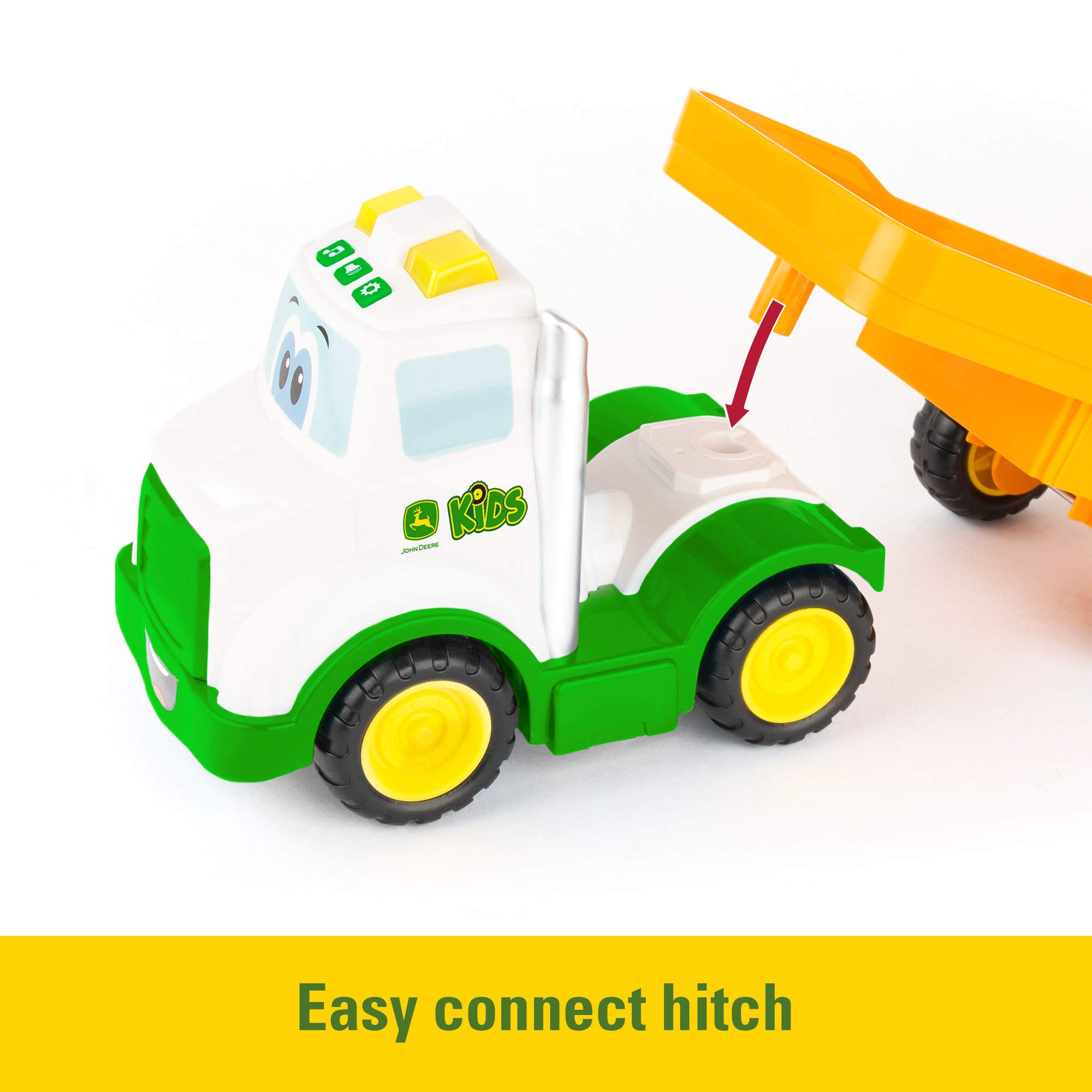 John Deere Tomy Lights & Sounds Farmin' Friends Hauling Set - Toy Truck & Backhoe Tractor for Toddlers 18+ Months - Fun Farm-Themed Pretend Play for Kids | Great for Indoor & Outdoor Playtime, Birthday Gifts, and Early Learning Activities