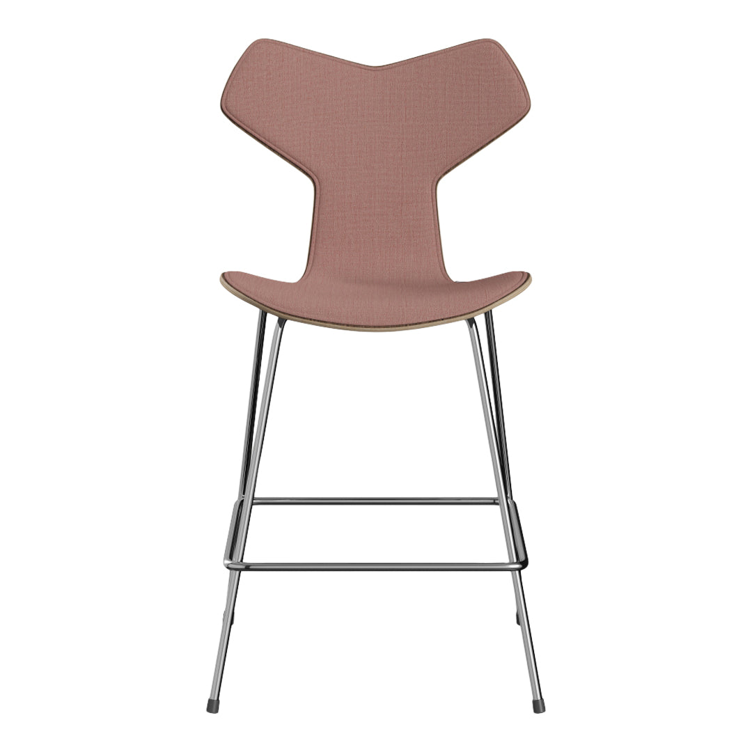Grand Prix Counter Chair 3138 - Clear Lacquered Wooden Bar Stool with Front Upholstered Seat - Perfect for Kitchen Islands, Home Bars & Restaurant Counter Seating