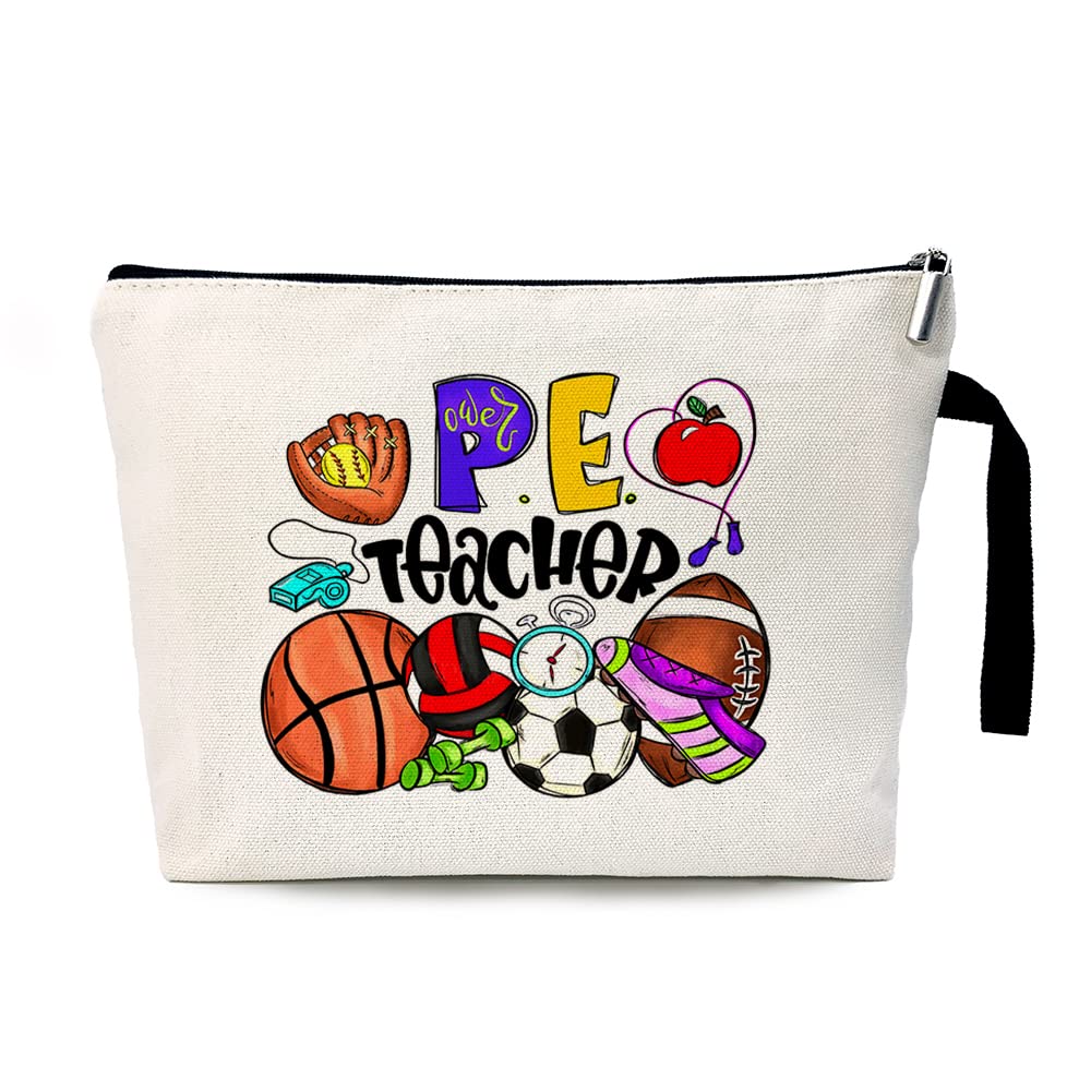 ZHANTUONE PE Teacher Funny Cosmetic Bag - Waterproof Travel Toiletry Pouch & Makeup Organizer | Perfect Retirement Gift for Physical Education Teachers | Great for Gym, School & Travel Essentials