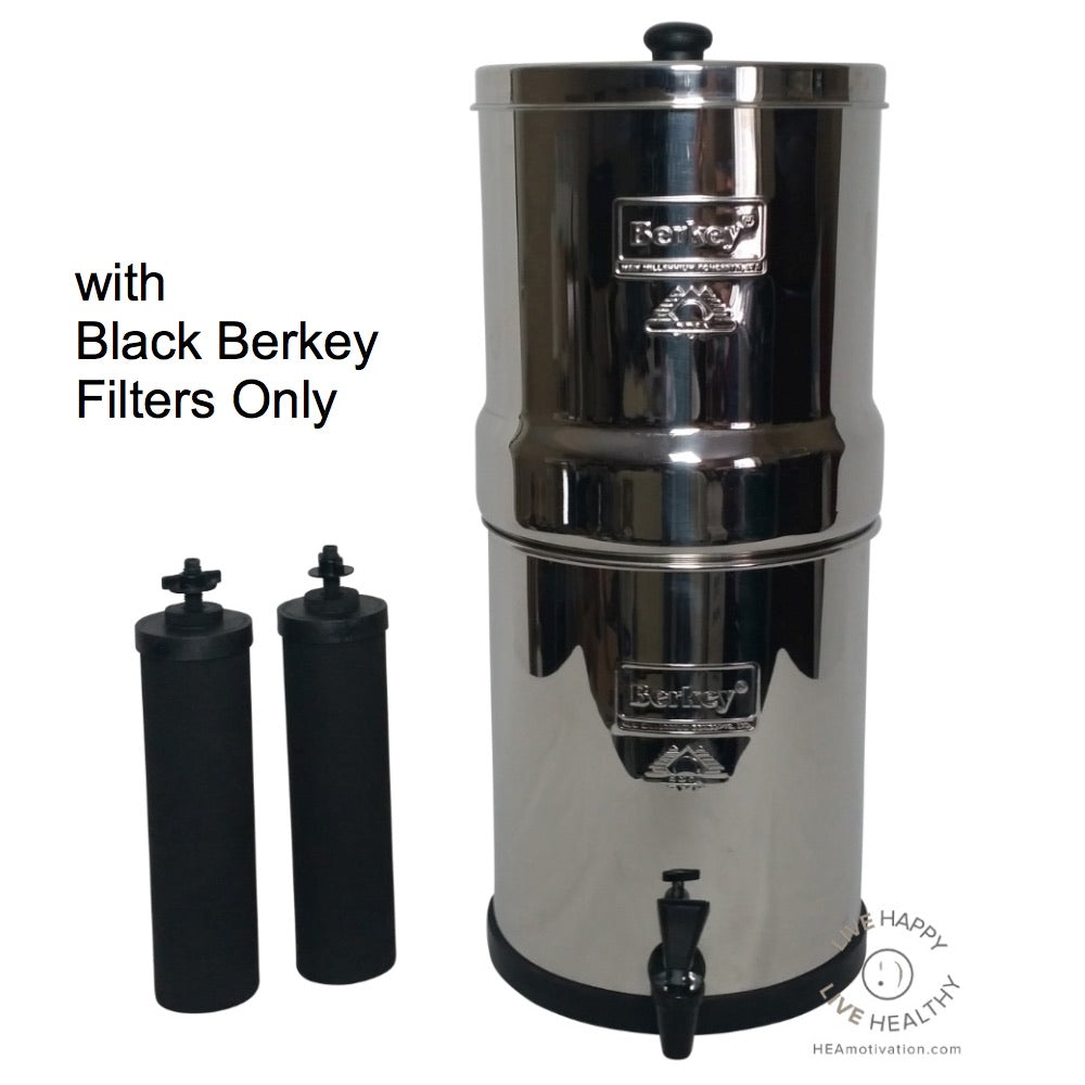 Travel Berkey 1.5 Gallon Water Filter System - Portable Stainless Steel Purifier for Camping, Hiking & Emergency Preparedness