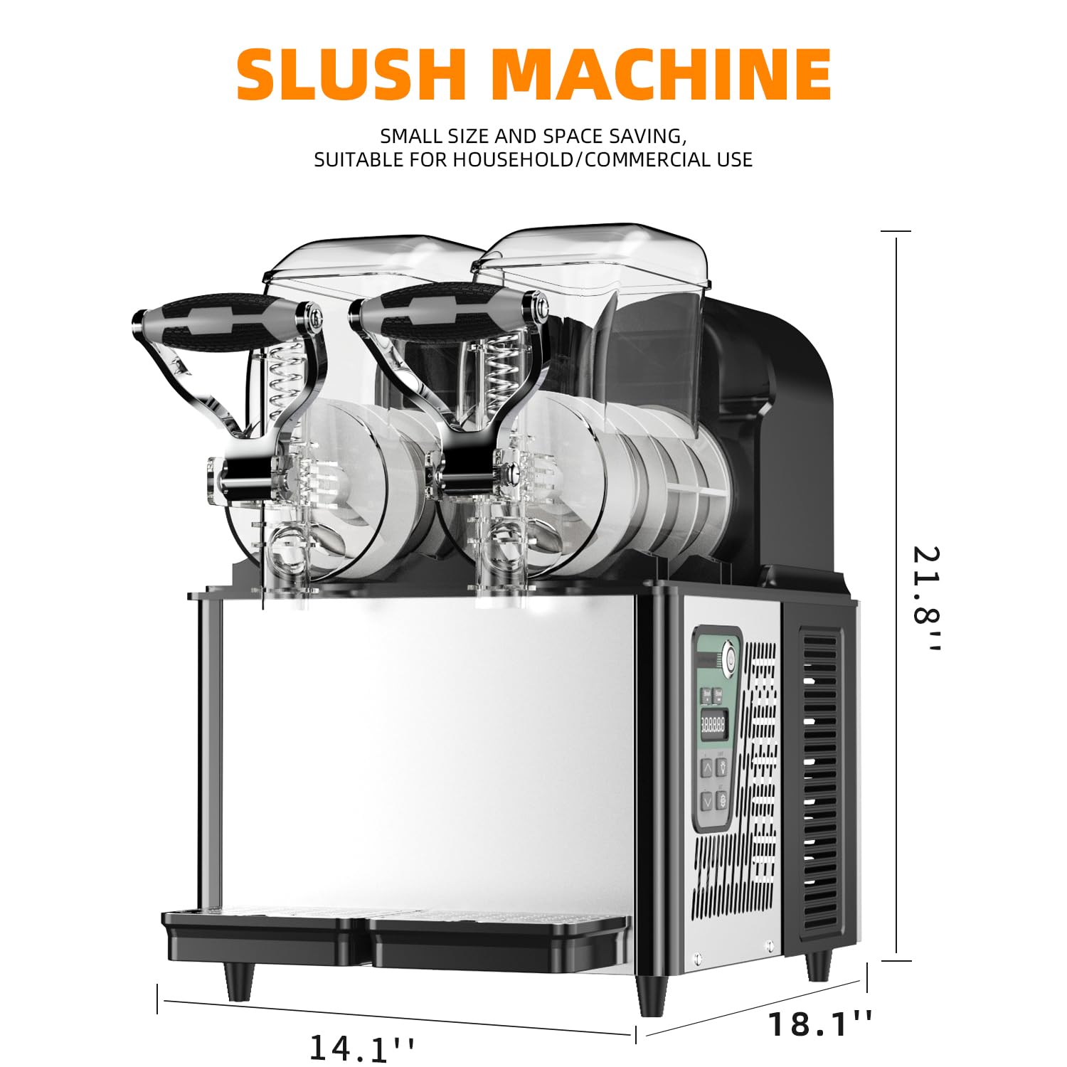 Commercial Slushy Machine for Alcoholic Beverages - 4L x 2 Tank Margarita Maker, Frozen Drink & Smoothie Maker - Perfect for Bars, Restaurants, and Party Events