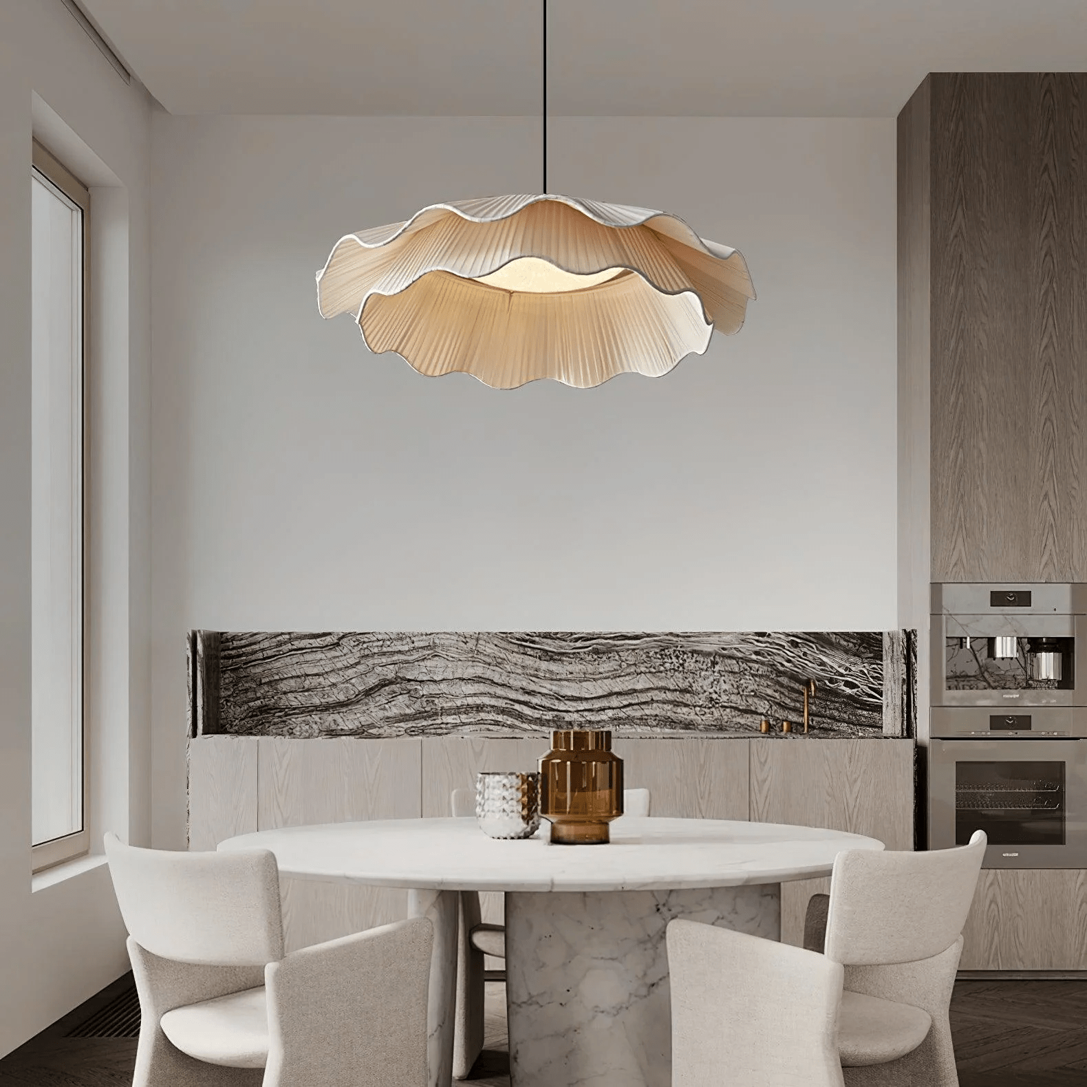 Arwen Fabric Wave Pendant Lamp - Modern Boho Ceiling Light for Living Room, Bedroom & Dining Room Decor