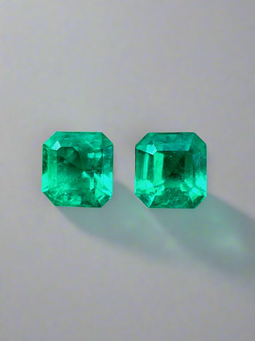 1.63tcw 5.5x5 AAA+ Matching Muzo Green Loose Colombian Emeralds Asscher Cut - Premium Gemstones for Jewelry Making, Engagement Rings & Luxury Gifts