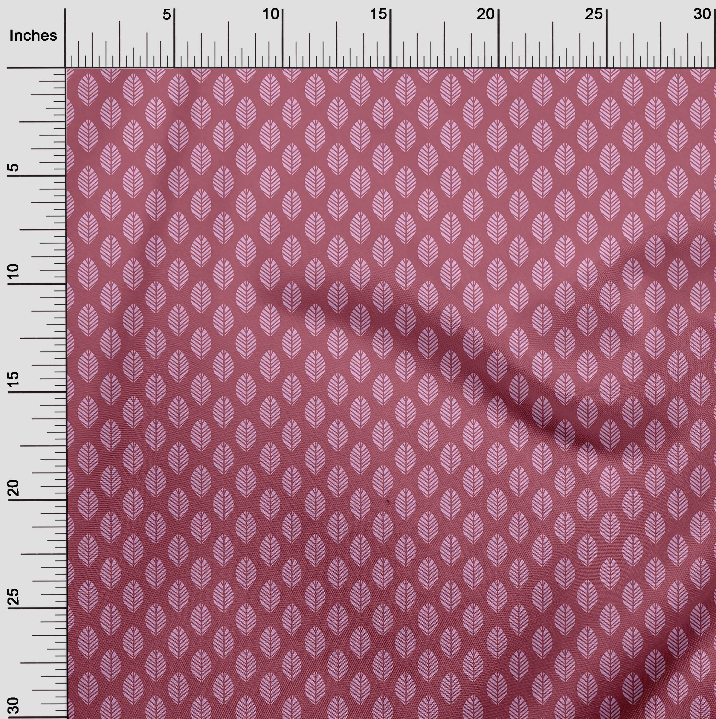 oneOone Viscose Jersey Pink Asian Leaf Print Fabric by The Yard - 60 Inch Wide Soft Draping Material for Dresses, Skirts & DIY Fashion Projects