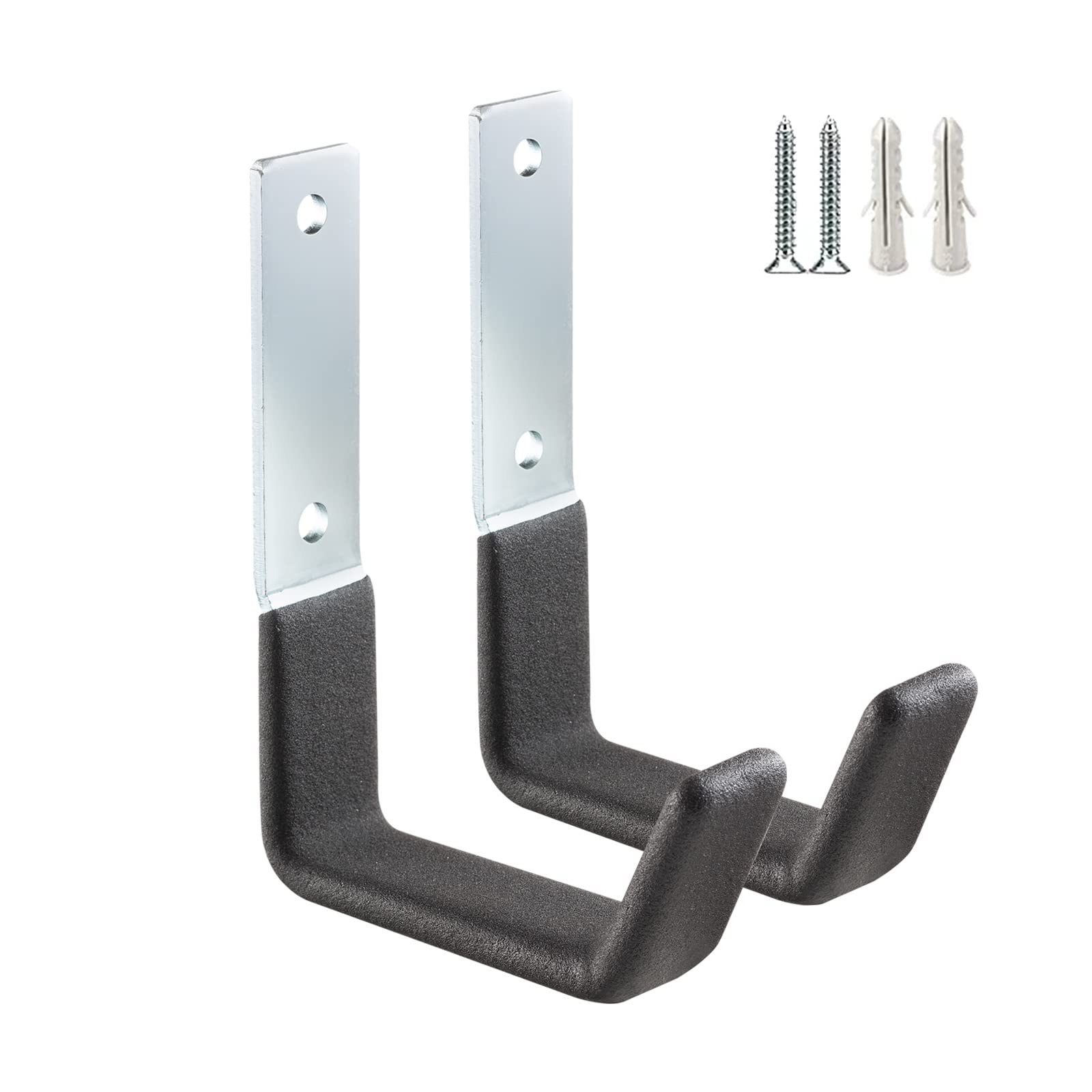 Heavy Duty Steel Hooks - 2 Pack Wall Mounted U Hooks for Garage Storage, Garden Tool Organizer & Home Utility Hanging - Perfect for Organizing Tools, Keys, Coats & Outdoor Gear