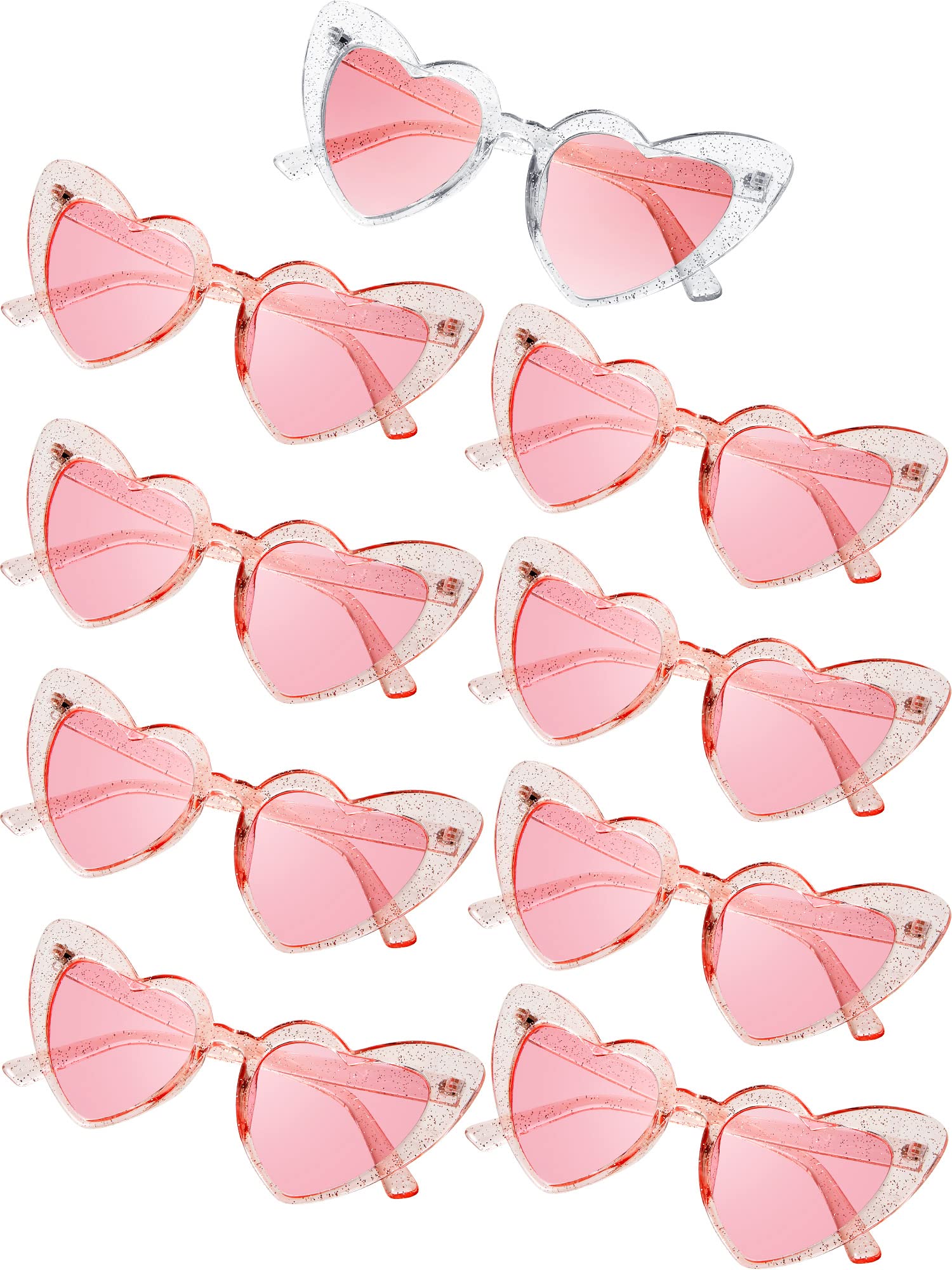 Frienda 9 Pairs Heart Shaped Sunglasses for Women - Cute Bachelorette Party Favors, Bridal Shower Gifts, Wedding Accessories - Perfect for Girls' Trips, Beach Vacations & Summer Festivals