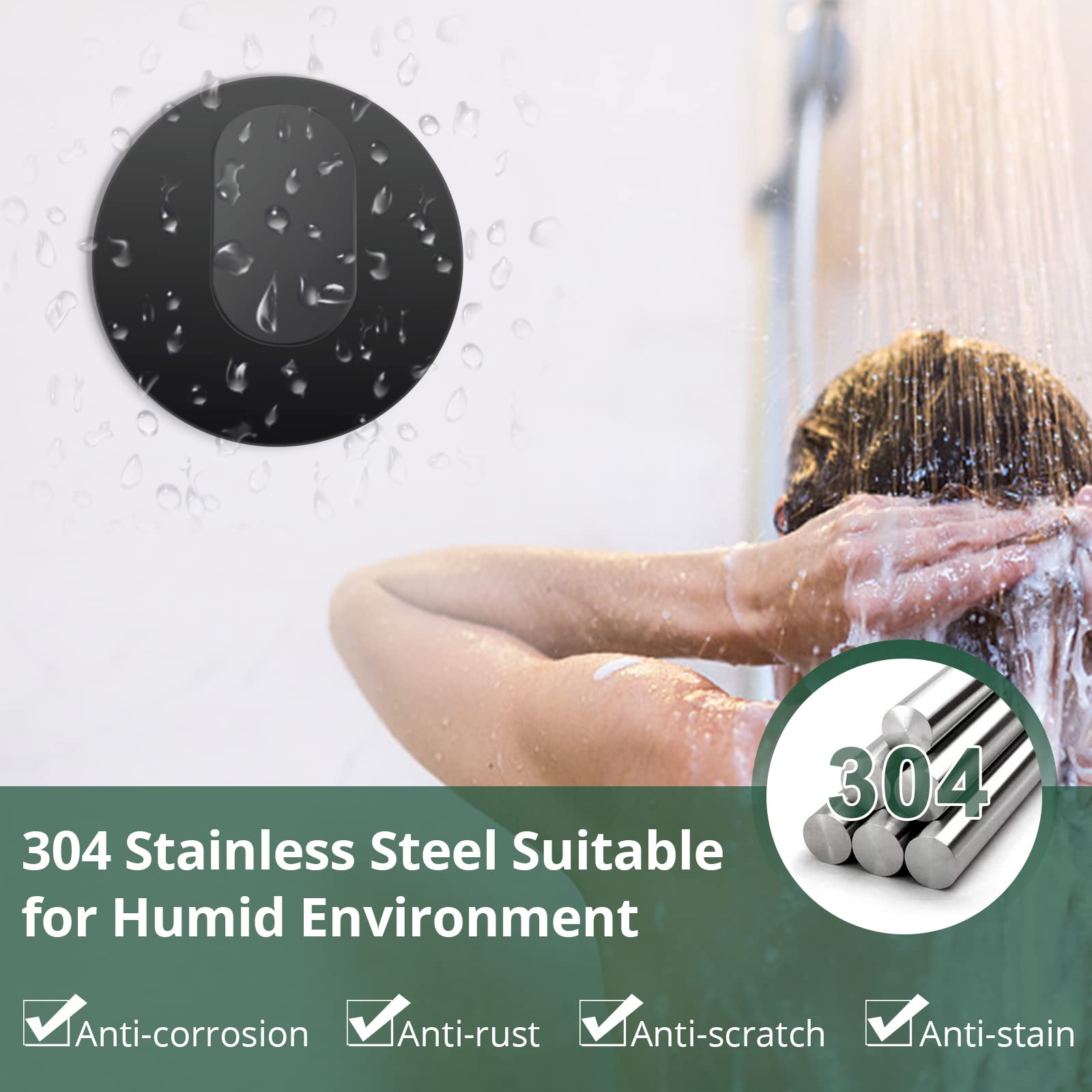JiGiU 6-Pack Matte Black Adhesive Hooks - Heavy Duty Stainless Steel Wall Hooks for Towels, Coats & Hats | Waterproof Sticky Hooks for Bathroom, Bedroom, Kitchen, Closet & Cabinet Organization | Perfect for Hanging Robes, Keys & Decor in Small Spaces