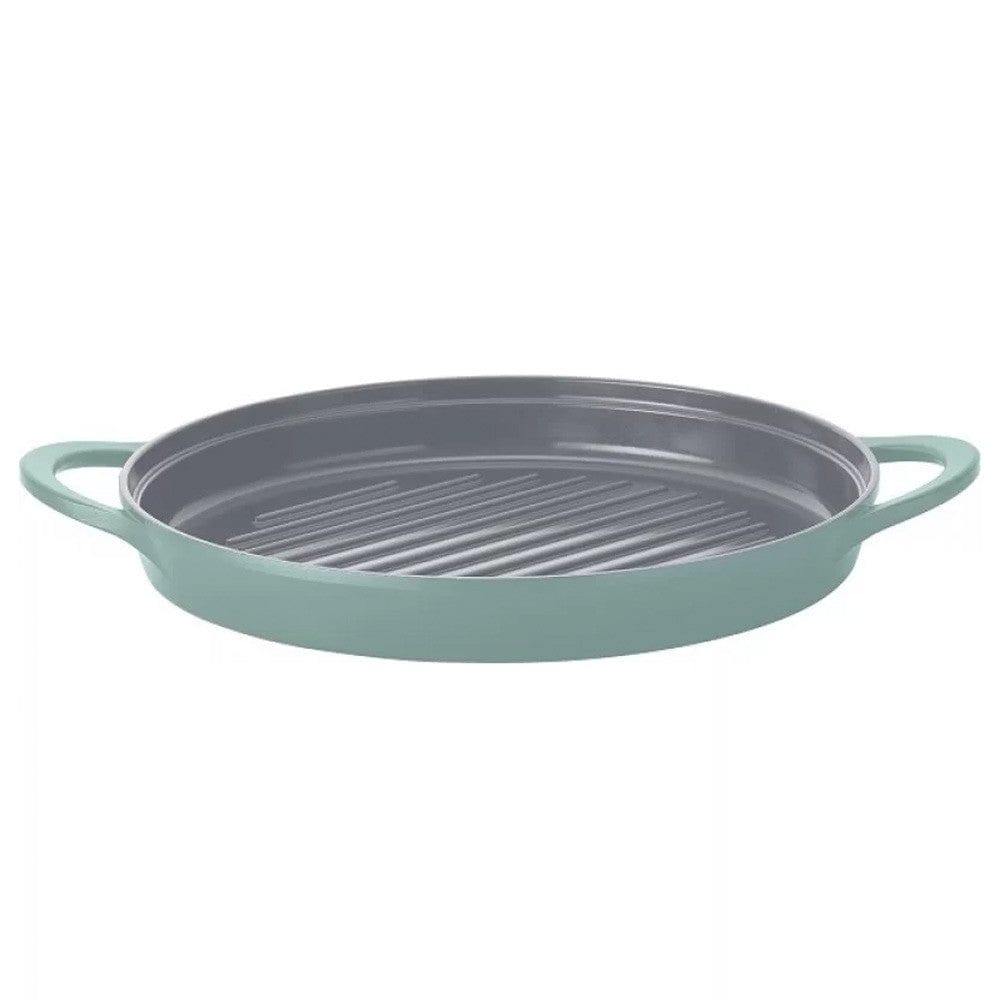 Neoflam Retro Round Grill Pan 26cm - Nonstick Green Skillet for Stovetop & Oven - Perfect for Pancakes, Steaks & Family BBQ Cooking