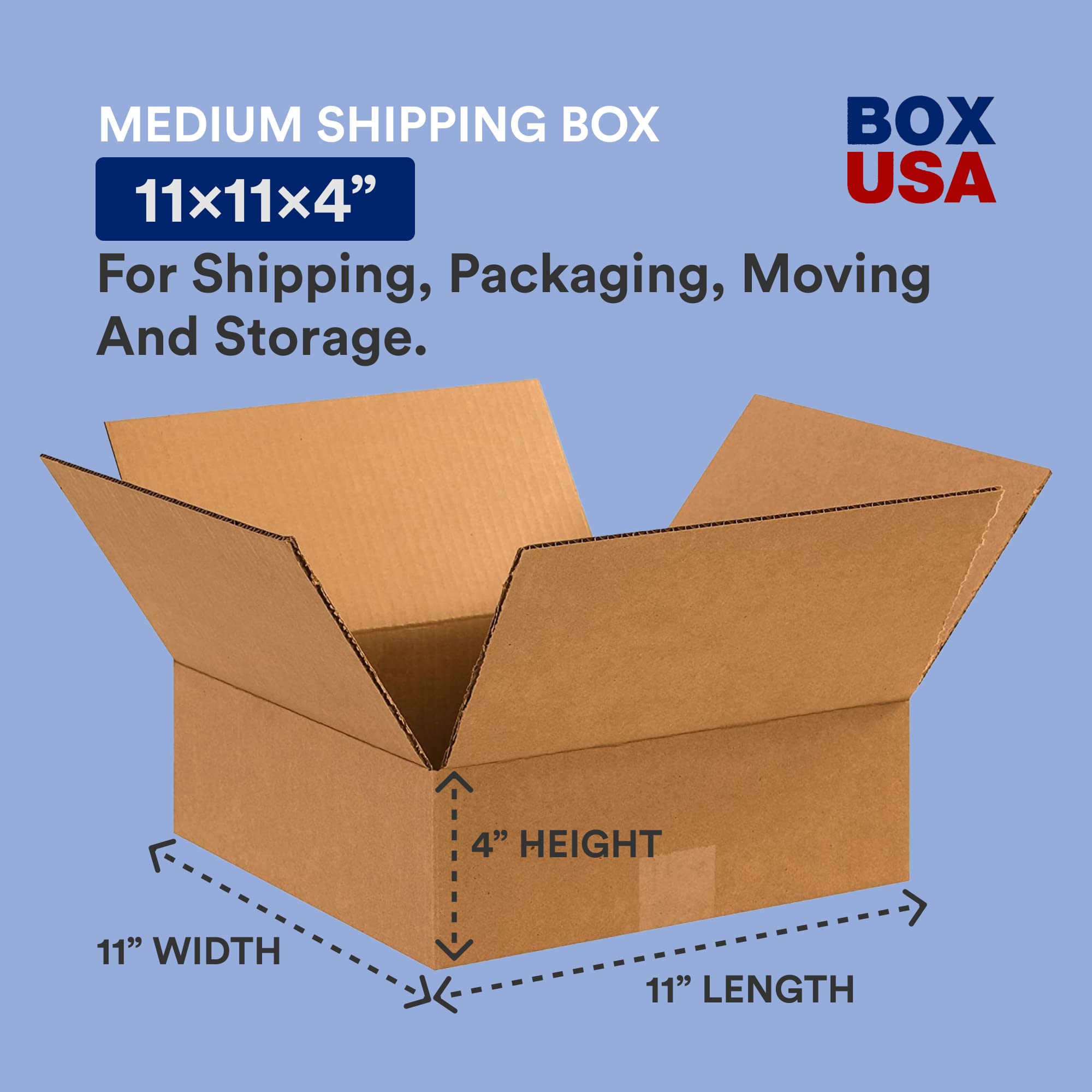 BOX USA 11x11x4 Corrugated Cardboard Boxes - 11