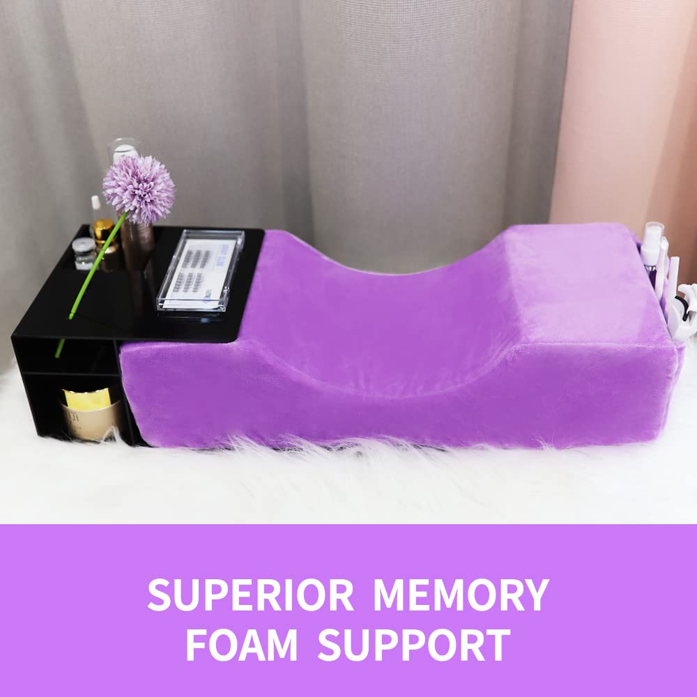 Professional Velvet Memory Foam Eyelash Extension Neck Pillow - Ergonomic Support for Lash Technicians & Clients, Beauty Salon Comfort (Purple) | Perfect for Lash Extensions, Microblading & Spa Treatments