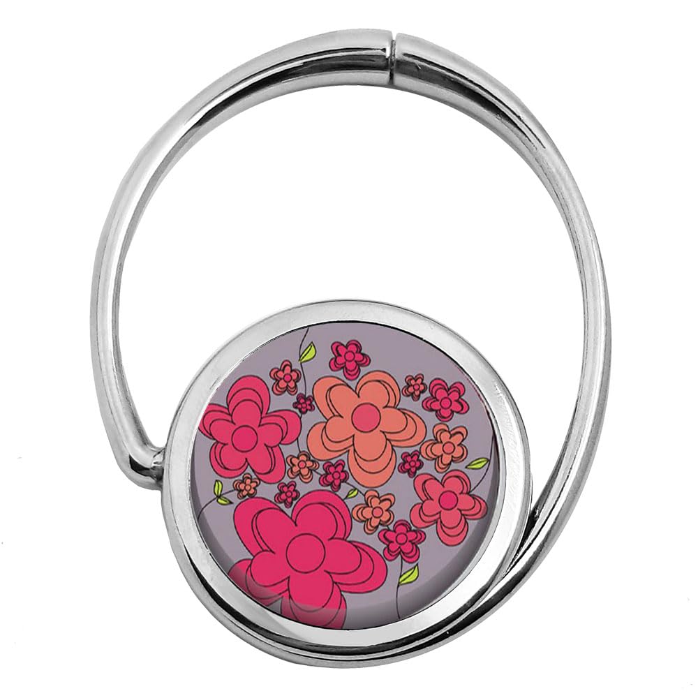 Foldable Purse Hook with Red Floral Design - Portable Handbag Hanger for Restaurants, Travel & Home Use
