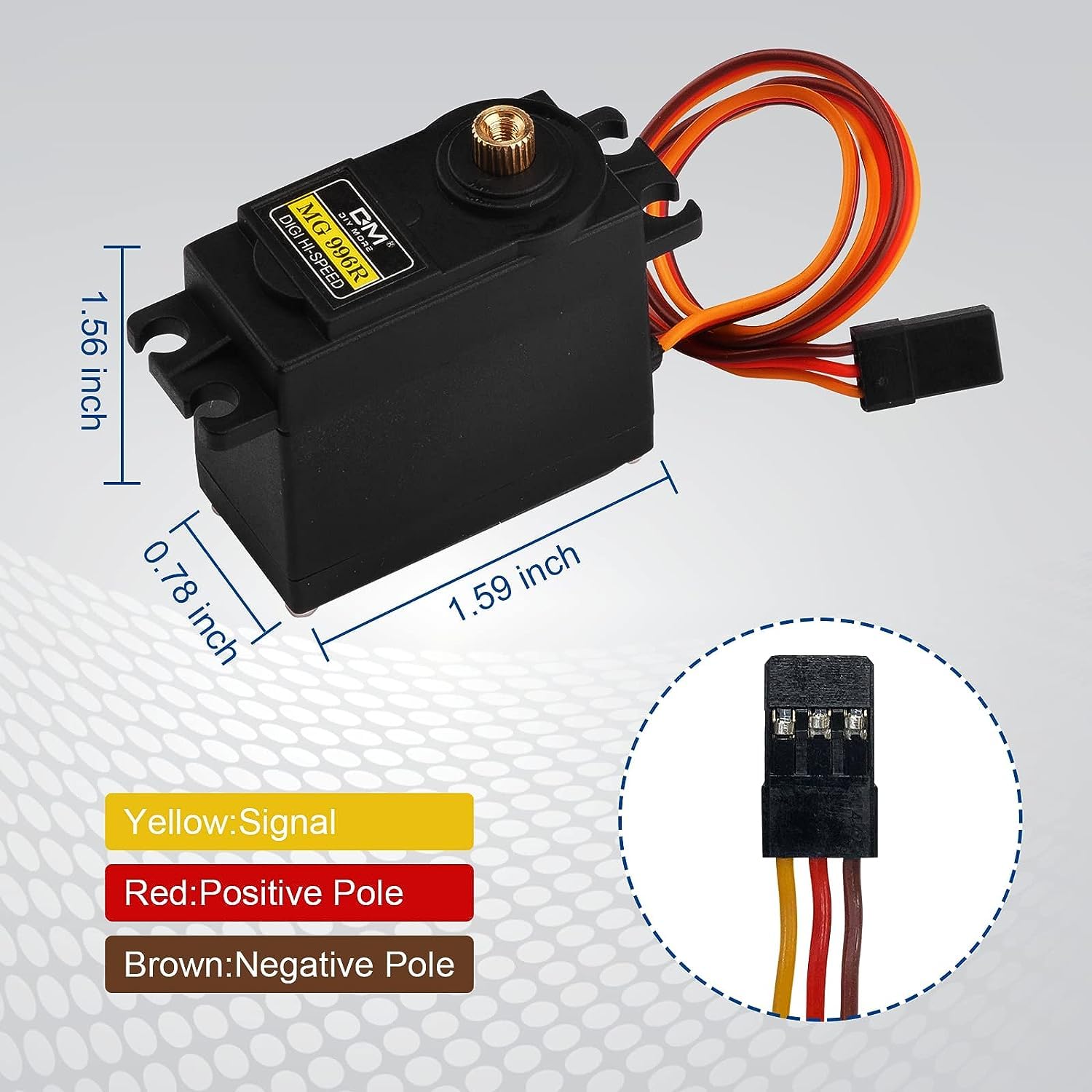 Full Brass Gear 6 Pack MG996R High Torque Digital RC Servo Motors - 25T Metal Horns for RC Helicopter, Car, Boat & Robot DIY Projects | Perfect for Hobbyists and Remote Control Enthusiasts