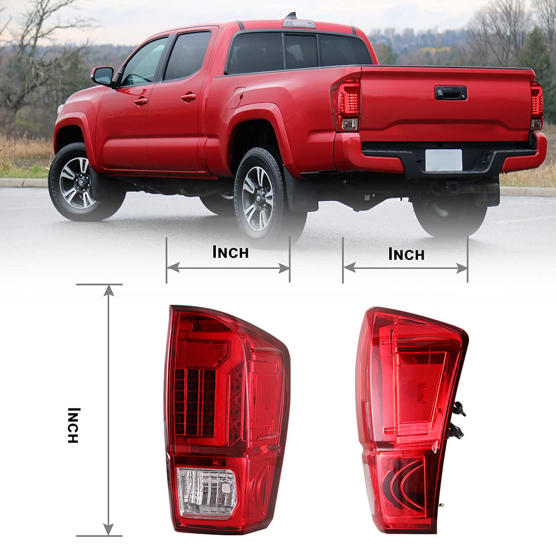 Nixon Offroad LED Tail Lights for 2016-2021 Toyota Tacoma - Red Lens LED Brake Lights & Turn Signals with DRL | Waterproof Rear Light Assembly Replacement for Tacoma Pickup Truck (Driver & Passenger Side) | Perfect for Off-Roading, Night Driving & Enhanced Safety
