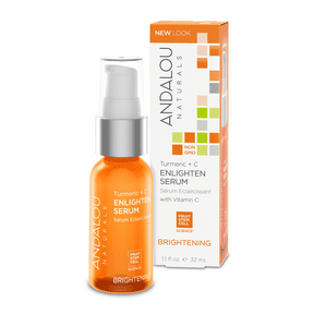 Andalou Naturals Turmeric + Vitamin C Enlighten Serum 32ml - Brightening Face Serum for Glowing Skin, Dark Spot Corrector & Anti-Aging Treatment - Perfect for Morning & Night Skincare Routine