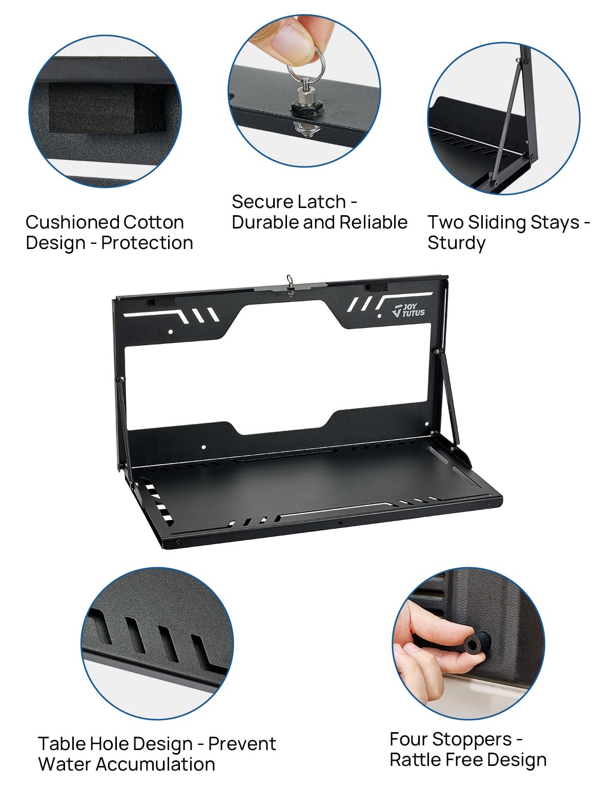 JOYTUTUS Tailgate Table for Jeep Wrangler JL JLU (2018-2024) | Foldable Cargo Shelf & Molle Panel | Heavy Duty Storage Organizer (Supports 88lbs) | Perfect for Camping, Off-Roading & Outdoor Adventures
