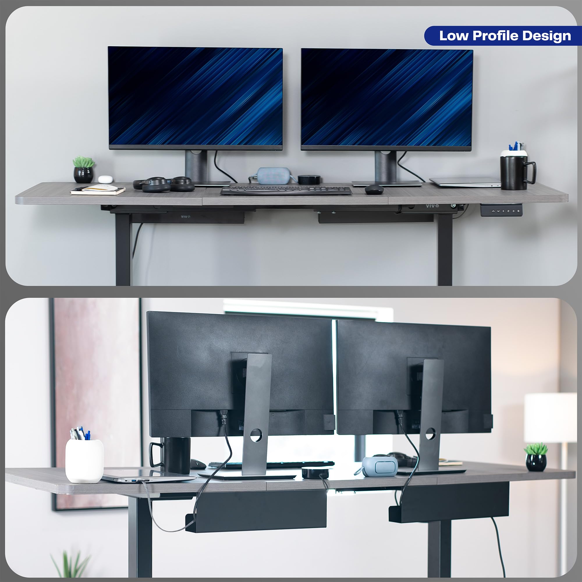 VIVO Under Desk 17 inch Cable Management Tray with Power Strip Holder - 2 Pack Black Cord Organizer for Office & Home Workspace, Wire Tamer for Computer, TV, Gaming Setup (DESK-AC06-2C)