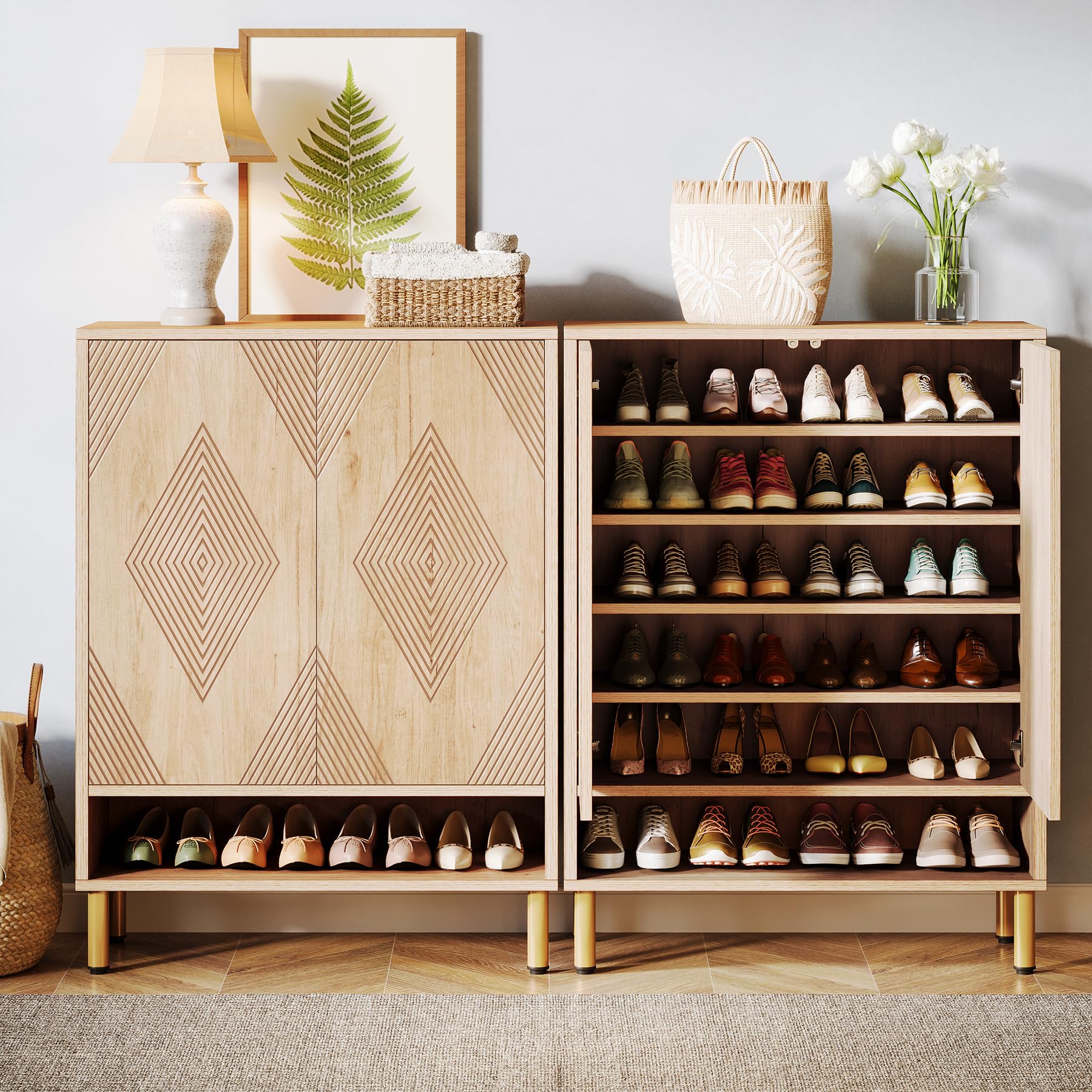 Tribesigns 6-Tier Wooden Shoe Storage Cabinet with Adjustable Shelves - Holds 24 Pairs, Modern Entryway Shoe Organizer for Closet, Living Room & Hallway - Perfect for Small Spaces & Home Organization
