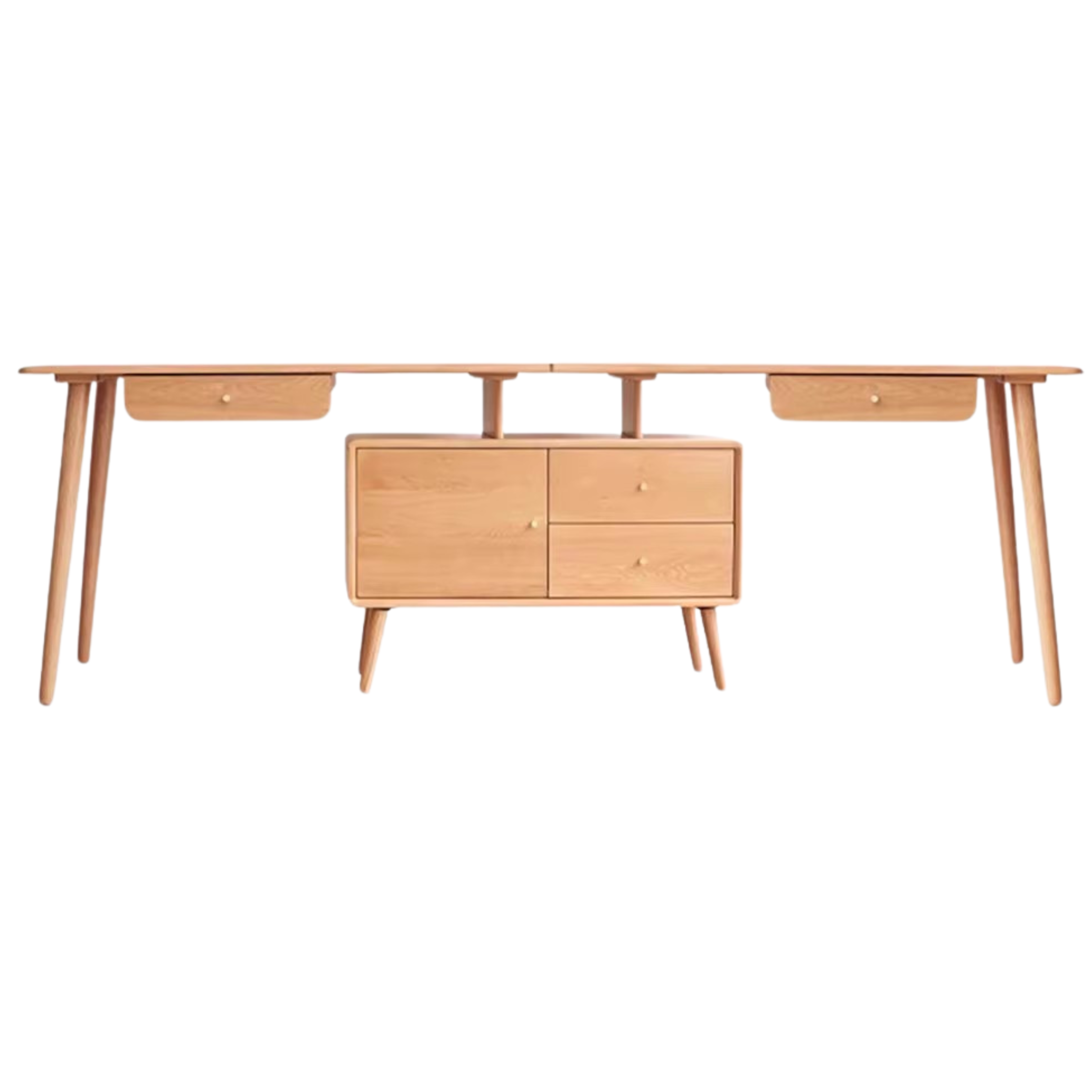 Solid Oak Wood Adjustable Height Office Desk - Extendable Workstation for Home & Business Use
