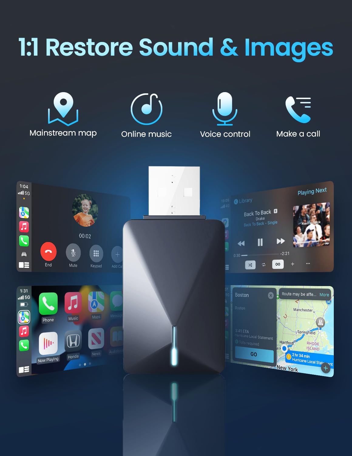 Wireless CarPlay Adapter for iPhone - Convert Wired to Wireless CarPlay, 5.2Ghz Bluetooth Apple CarPlay Dongle for iOS 10+/Android 11+, Supports OTA Updates - Perfect for Commuting, Road Trips & Hands-Free Driving
