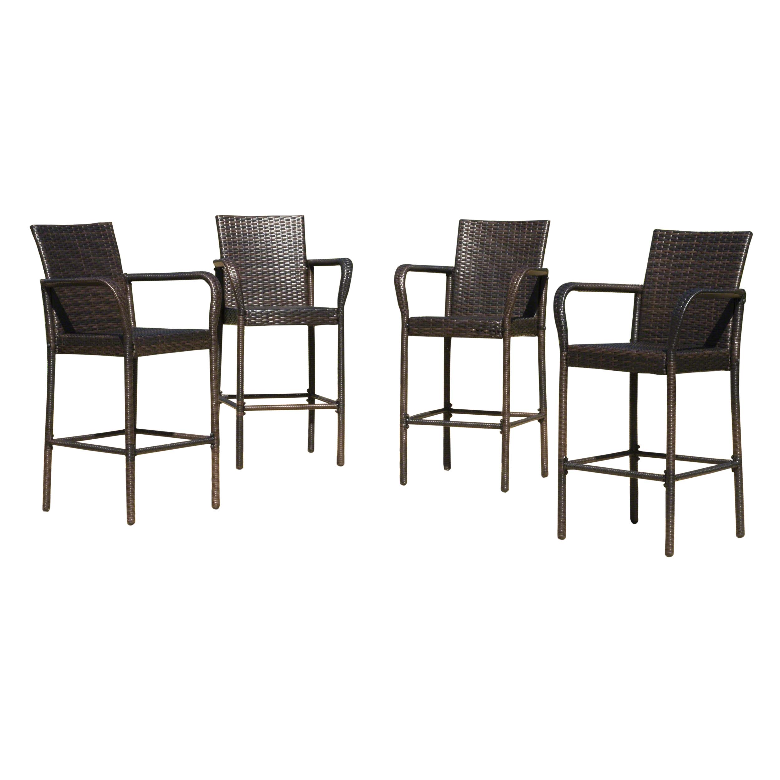Christopher Knight Home Delfina Barstool Set - 4-Piece Counter Height Bar Stools with Cushioned Seats, Multibrown Finish - Perfect for Kitchen Islands, Breakfast Bars & Home Bars