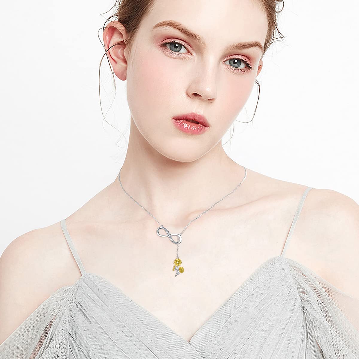 OCJ Birth Flower Necklace - 925 Sterling Silver Infinity Y-Necklace for Women | Personalized Birth Month Jewelry | Perfect Birthday, Graduation & Mother's Day Gift for Mom, Wife, Girlfriend & Best Friend | Elegant Everyday Wear & Special Occasion Jewelry