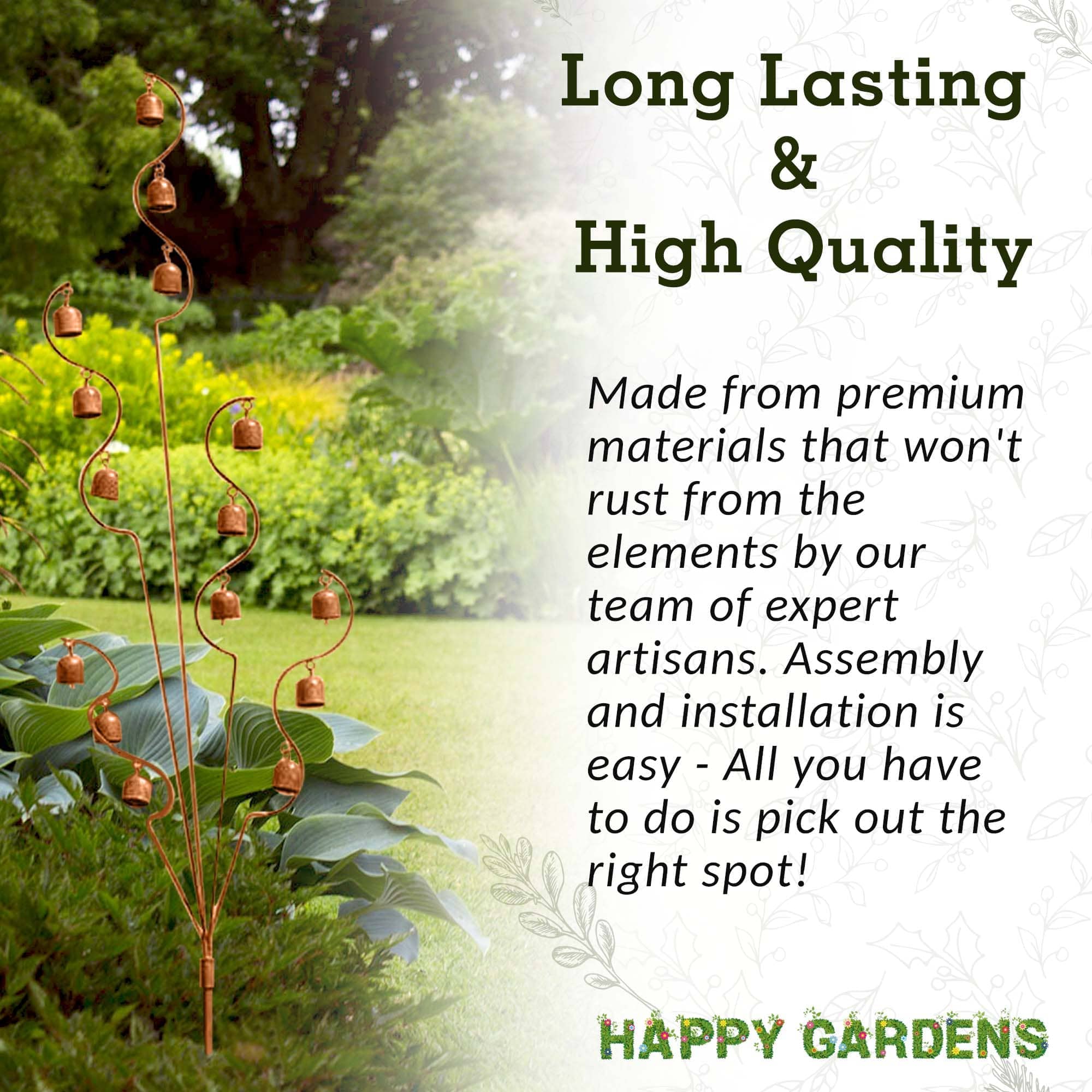 Bell Spiral Garden Stake - Decorative Metal Wind Chime Stake for Outdoor Gardens, Yards, and Patios | Perfect for Adding Charm to Flower Beds, Walkways, and Outdoor Decor