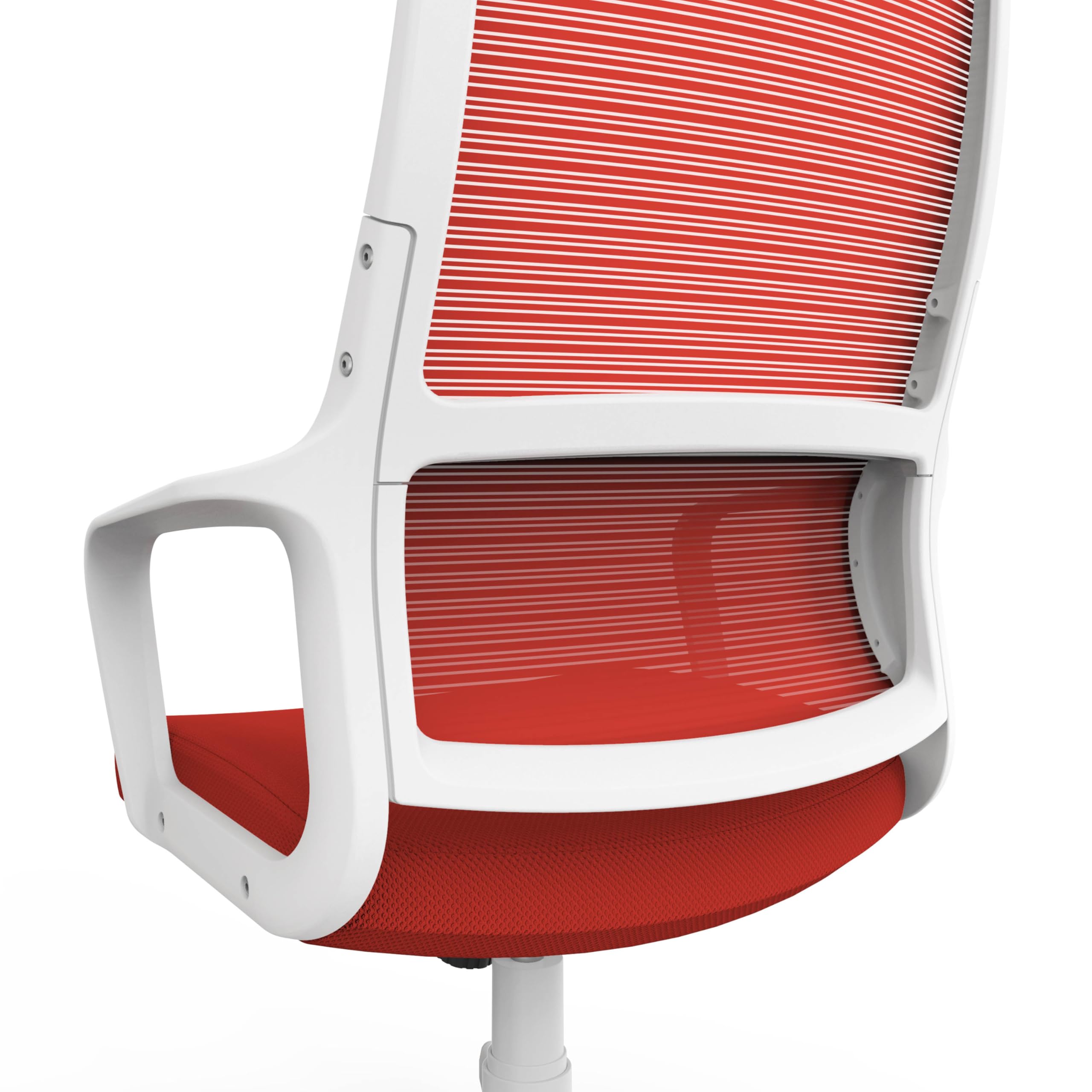 Furniture of America Casman Modern Adjustable Swivel Mesh Ergonomic Office Chair with Wheels & Lumbar Support - Red & White - Perfect for Home Office, Gaming & Workspace Comfort