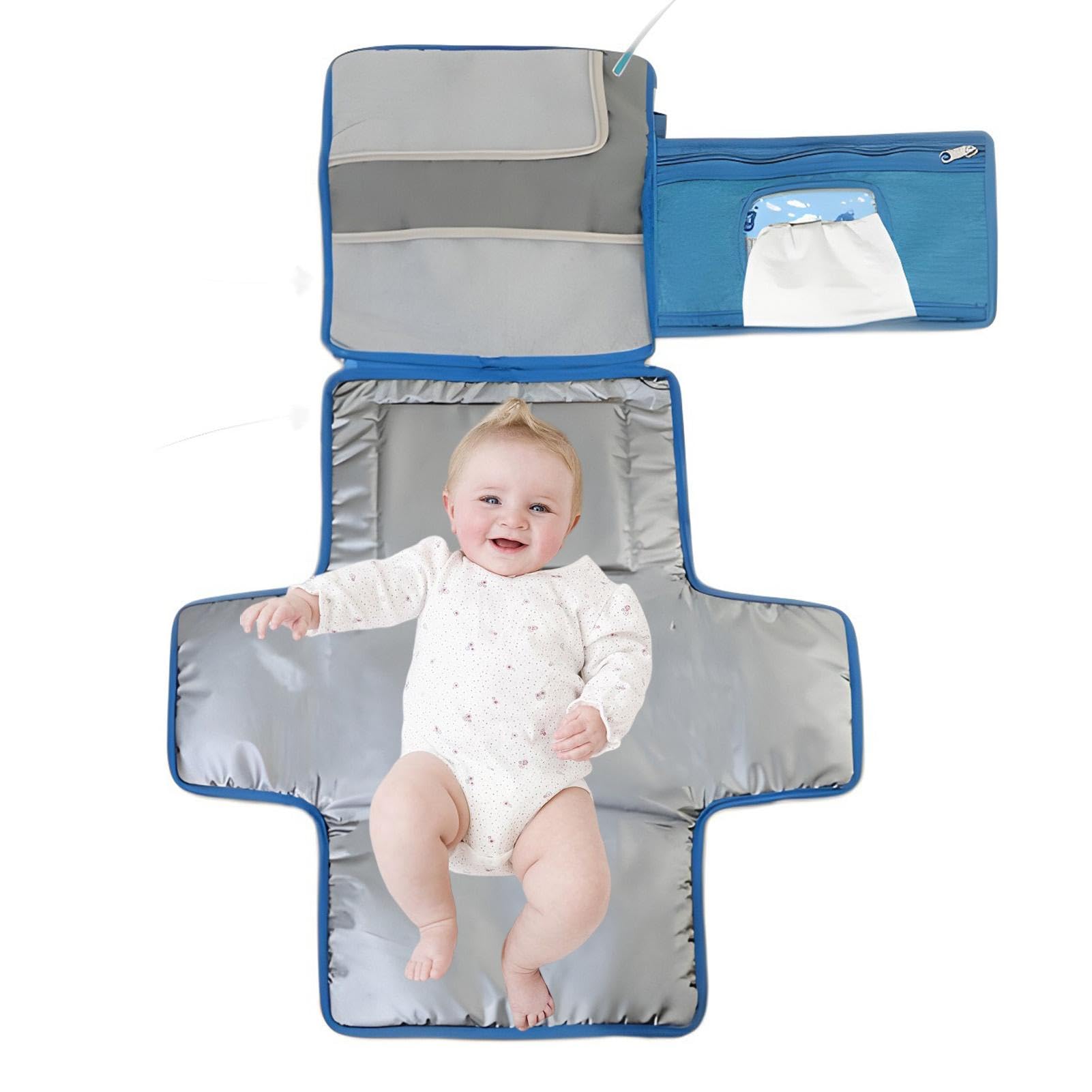 Waterproof Diaper Changing Pad with Built-in Pillow - Multifunctional Travel Changing Mat for Nursery & On-the-Go | Soft Baby Changing Station Cover for Home, Daycare & Car Use