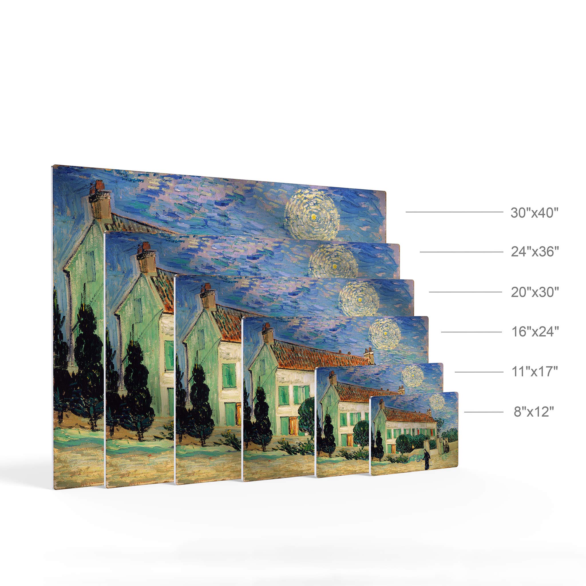 Vincent Van Gogh White House at Night 1890 Metal Print - Modern Wall Art Decor for Living Room, Kitchen, Office - Ready to Hang 20x30 Inches - Made in USA - Perfect for Home & Office Decor