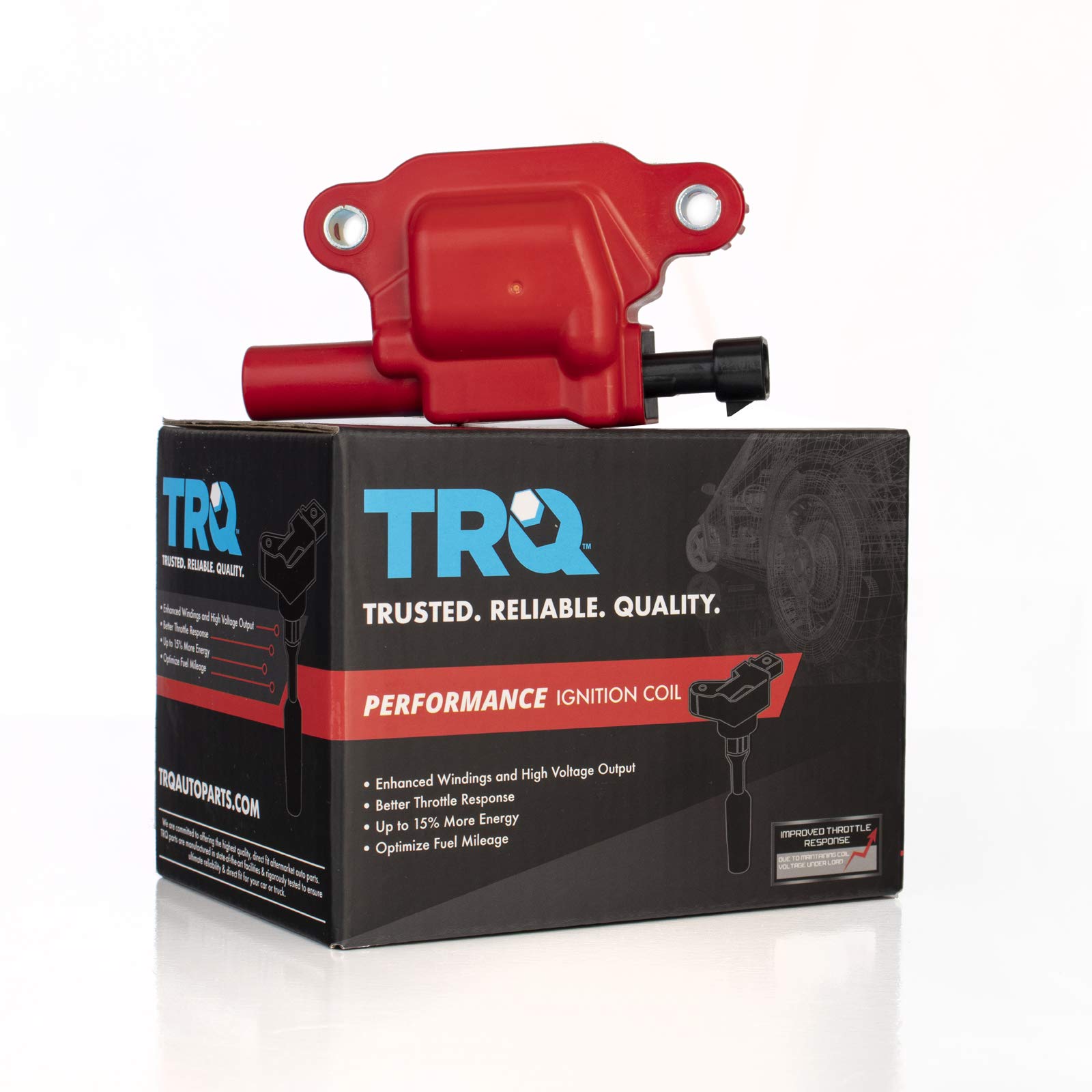 TRQ Ignition Kit - Ignition Coil, Spark Plugs & Wire Set Compatible with 16-21 Cadillac, 14-21 Chevrolet, 14-20 GMC | High Performance Replacement Parts for Smoother Engine Start & Acceleration