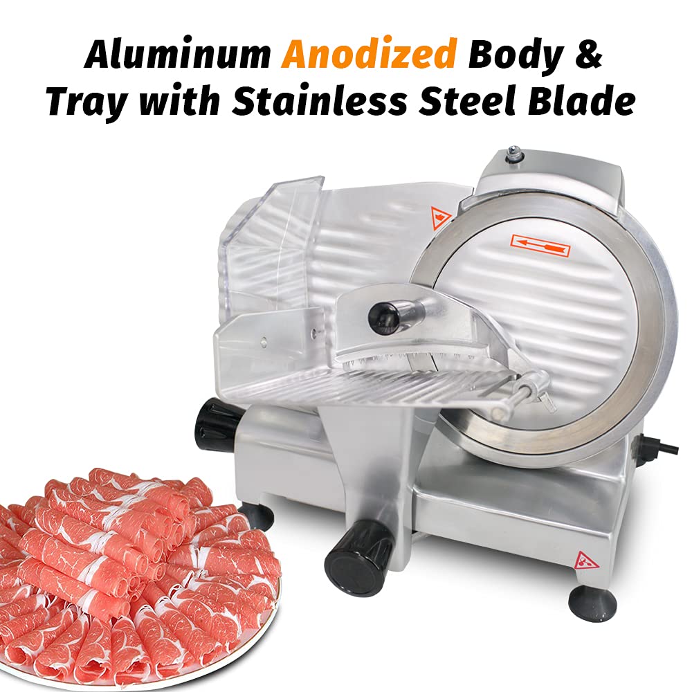CMI Commercial 9-Inch Electric Deli Meat Slicer - Anodized Aluminum Semi-Automatic Frozen Meat, Cheese & Ham Slicer - Perfect for Delis, Butcher Shops & Home Kitchens