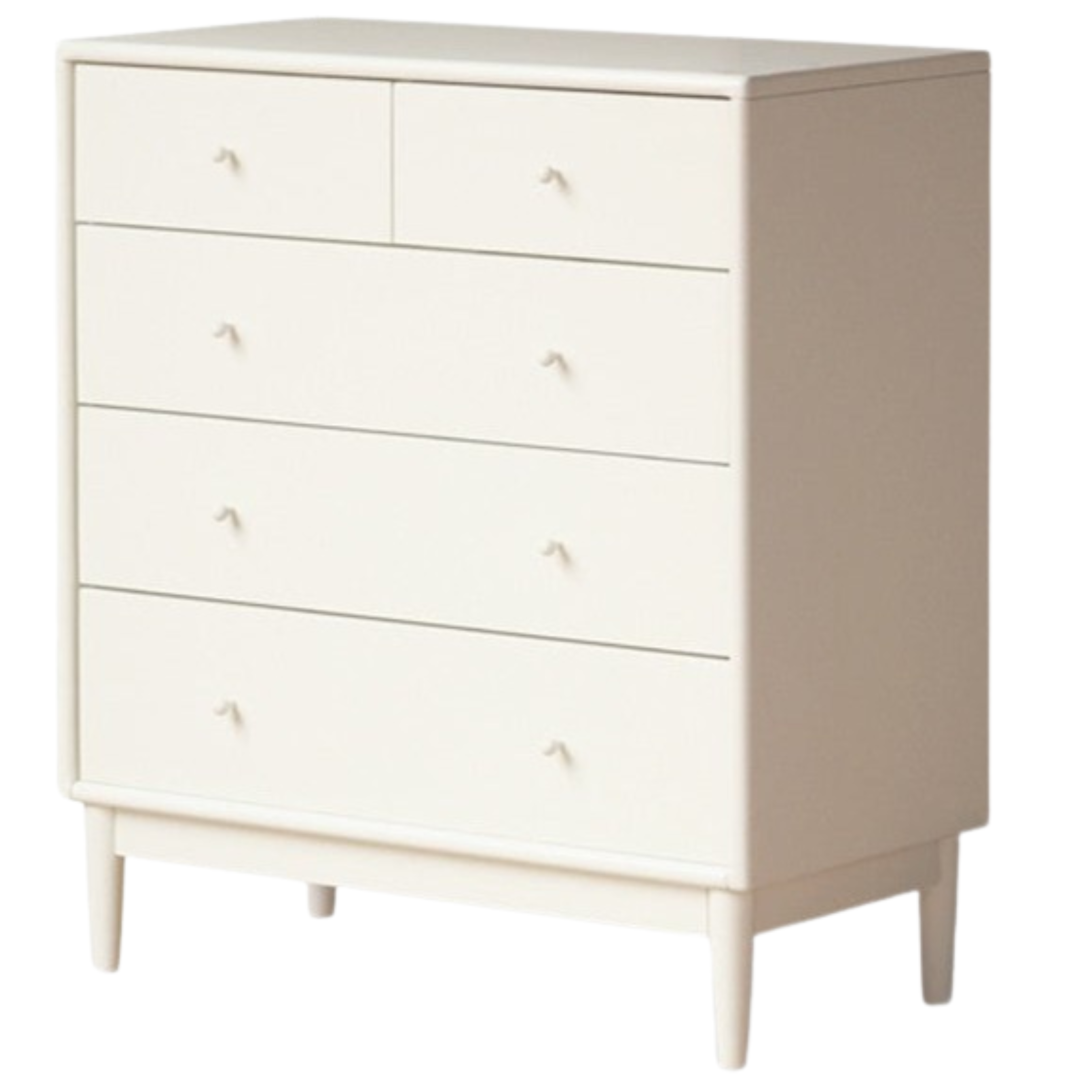 Solid Poplar Wood Chest of Drawers - Vintage Cream Storage Cabinet for Bedroom, Living Room & Office Organization