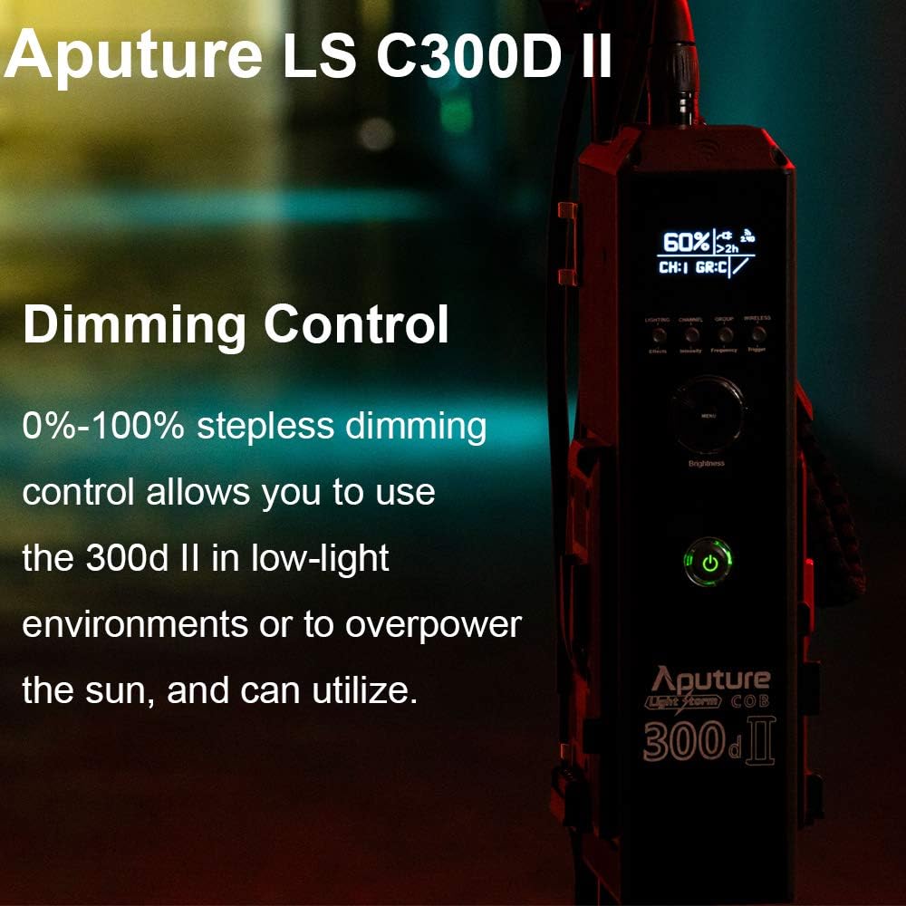 Aputure LS C300D Mark II 350W COB LED Video Light - 55000 Lux Daylight Balanced, CRI97+ TLCI97+, V-Mount Battery, 8 Built-in Effects - Perfect for Film Production, Photography, and Studio Lighting with Sidus Link App & 100m Wireless Control
