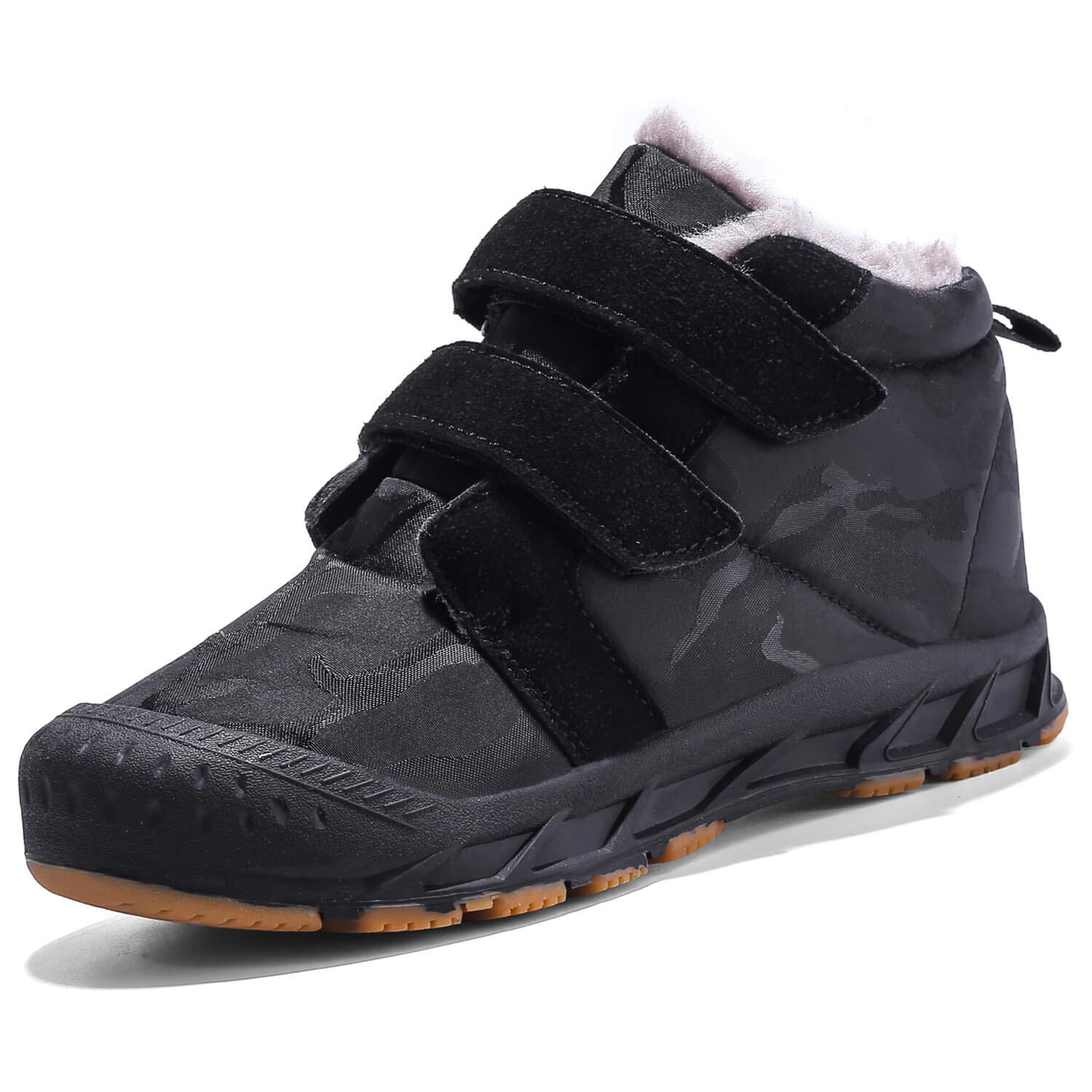 Kids' Winter Snow Boots - Anti-Slip Ankle Boots with Hook & Loop Fastener & Fur Lining - Black Size 11.5 - Warm Waterproof Shoes for Boys & Girls - Perfect for Snow Play, Sledding & Cold Weather Activities