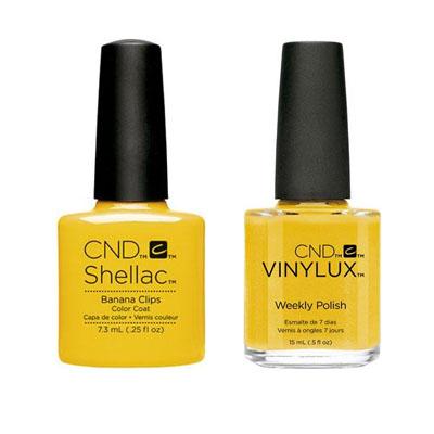 CND Shellac & Vinylux Nail Polish Combo with Banana Clips - Long-Lasting Gel & Regular Polish Set for Professional Salon & At-Home Manicures
