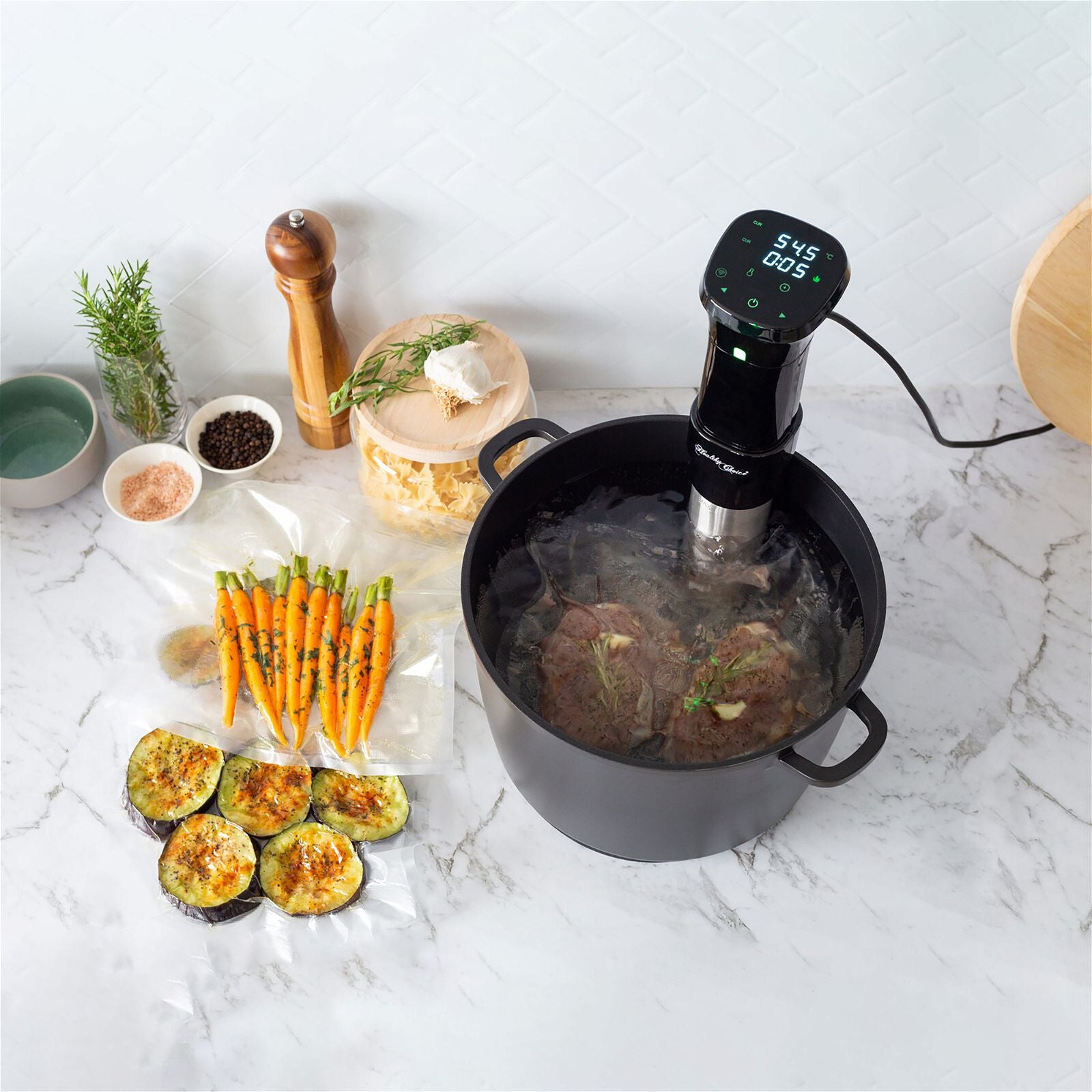 WiFi Sous Vide Precision Cooker with Touchscreen Display - 1100W Immersion Circulator for Steak, Chicken & Seafood - Perfect for Home Chefs & Restaurant Use