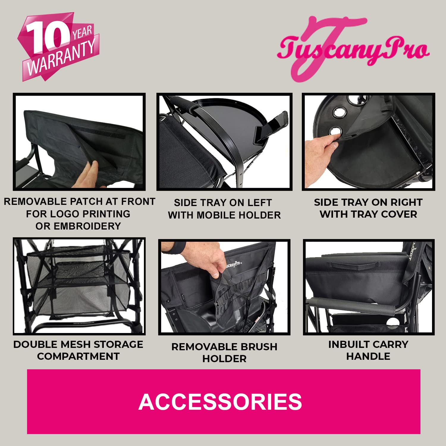 Adjustable Height Portable Makeup Stylist Chair with Carry Bag - Professional Salon & Hairstyling Chair for Makeup Artists, Movie Sets, Home Use - Italian Design Beauty Stool for Salon, Wedding, Photography Studio