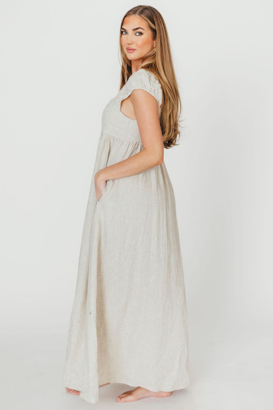 Novella 100% Linen Maxi Dress - Bump Friendly Maternity Dress for Women | Perfect for Summer, Beach Vacations & Casual Outings