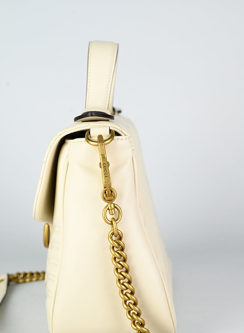 Gucci Marmont Leather Shoulder Bag in White | Luxury Designer Handbag for Women | Perfect for Parties, Work & Everyday Use