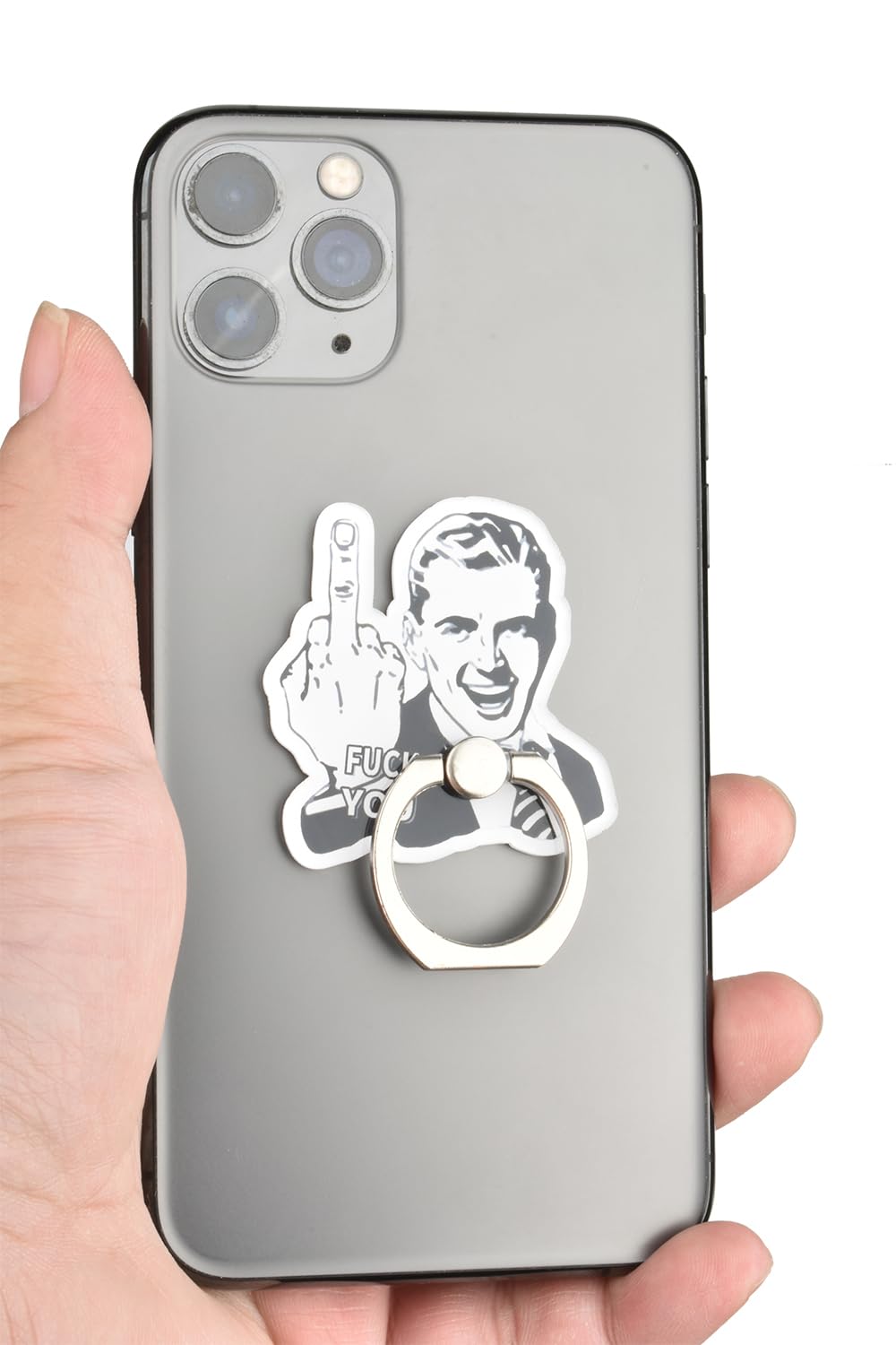 6-Pack Funny Punk Finger Phone Ring Holder - 360° Rotating & 180° Swivel, Adjustable Universal Grip Stand for iPhone & Smartphones - Perfect for Commuting, Gaming & Hands-Free Use