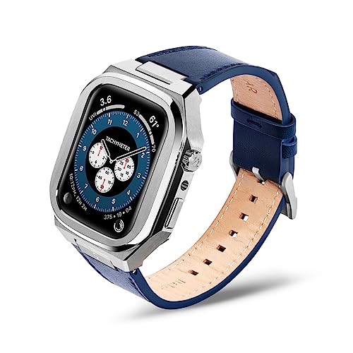 Stainless Steel / Blue Leather