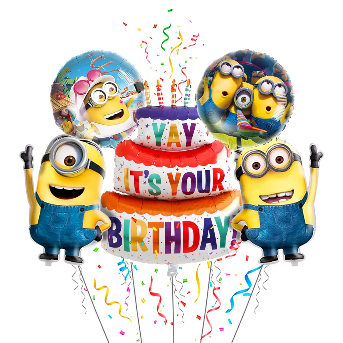 5 PCS Aluminum Foil Balloons for Birthday Party Decorations | Cartoon Style Helium Balloons for Kids Party Supplies | Perfect for Birthday Celebrations, Baby Showers & Graduation Parties