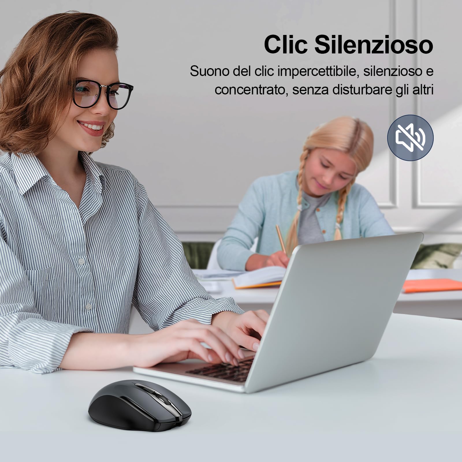 TECKNET Rechargeable Bluetooth Mouse, Wireless Silent Mouse with Tri-Mode (BT 5.0/3.0 + 2.4G), 4800 DPI Ergonomic Portable Mouse for Laptop, Mac OS, Android, Windows - Perfect for Office, Home & Travel Use