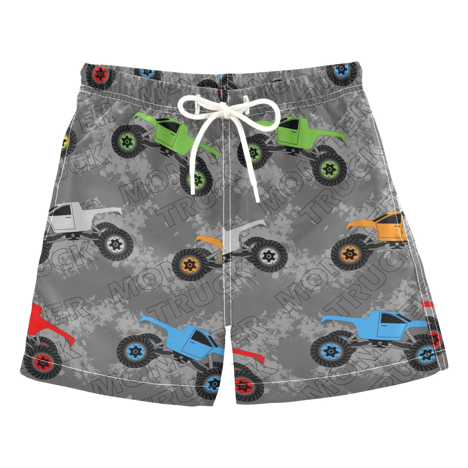 Monster Track Boys Swim Trunks | Quick-Dry Toddler Bathing Suits for Kids & Teens 2T-14 | Beach, Pool & Summer Water Activities